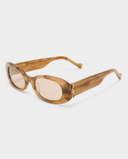 The Ellidy Hazelnut Female Oval Sunglasses | Luv Lou