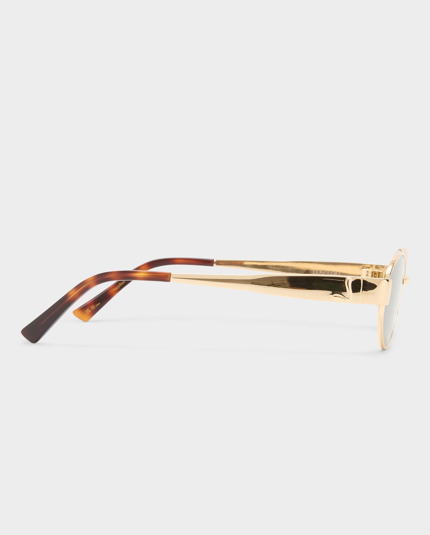 The Boston Shiny Gold Female Oval Sunglasses | Luv Lou
