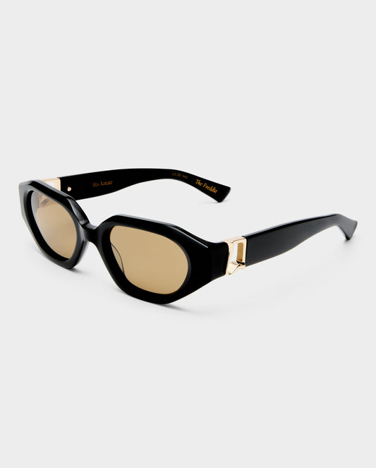 The Freddie Black Female Oval Sunglasses | Luv Lou