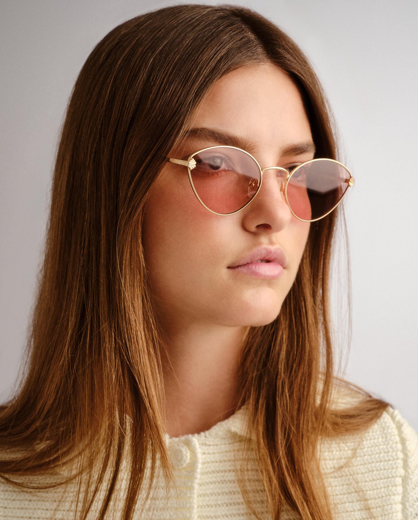 The Fox Brushed Gold Female Cat-Eye Sunglasses | Luv Lou