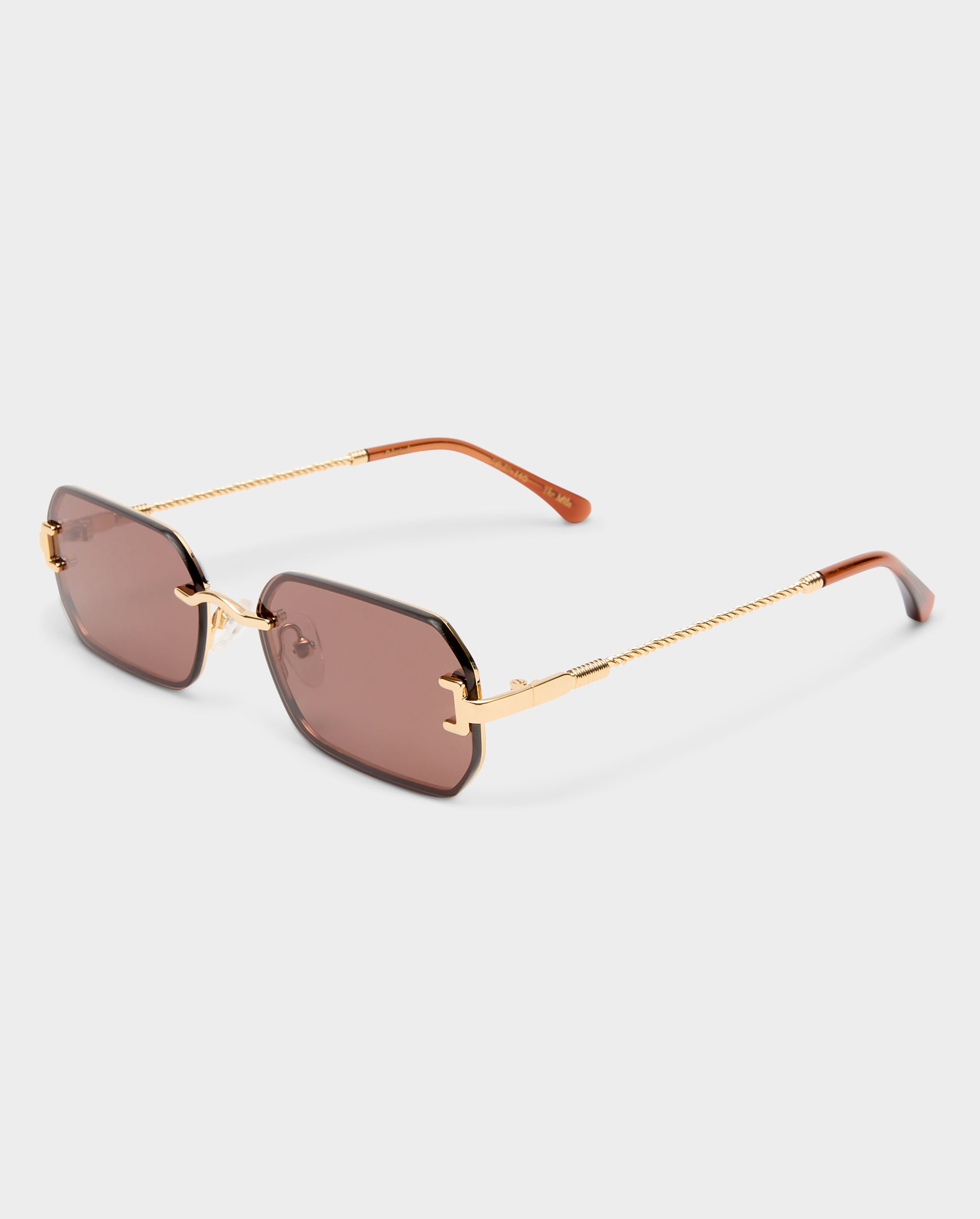 The Mila Gold Chocolate Female Rectangle Sunglasses | Luv Lou