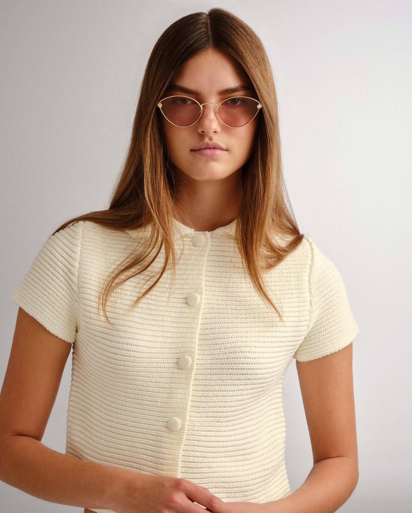 The Fox Brushed Gold Female Cat-Eye Sunglasses | Luv Lou