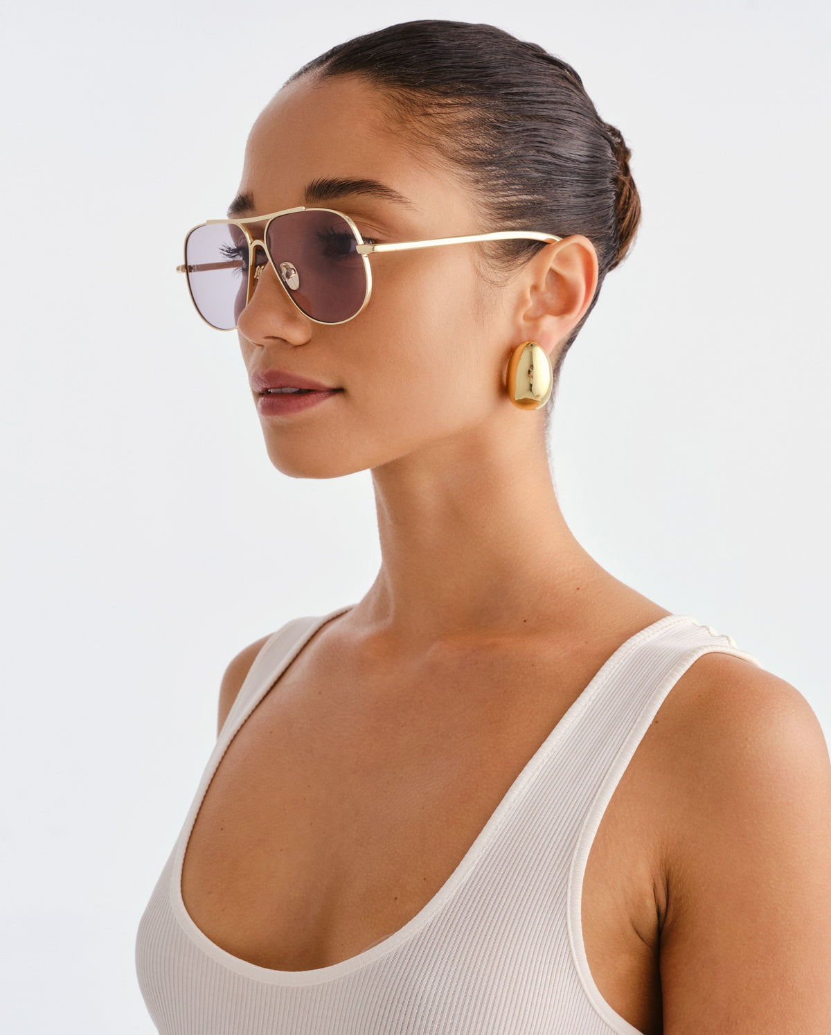 The Carter Light Gold Female Aviator Sunglasses | Luv Lou