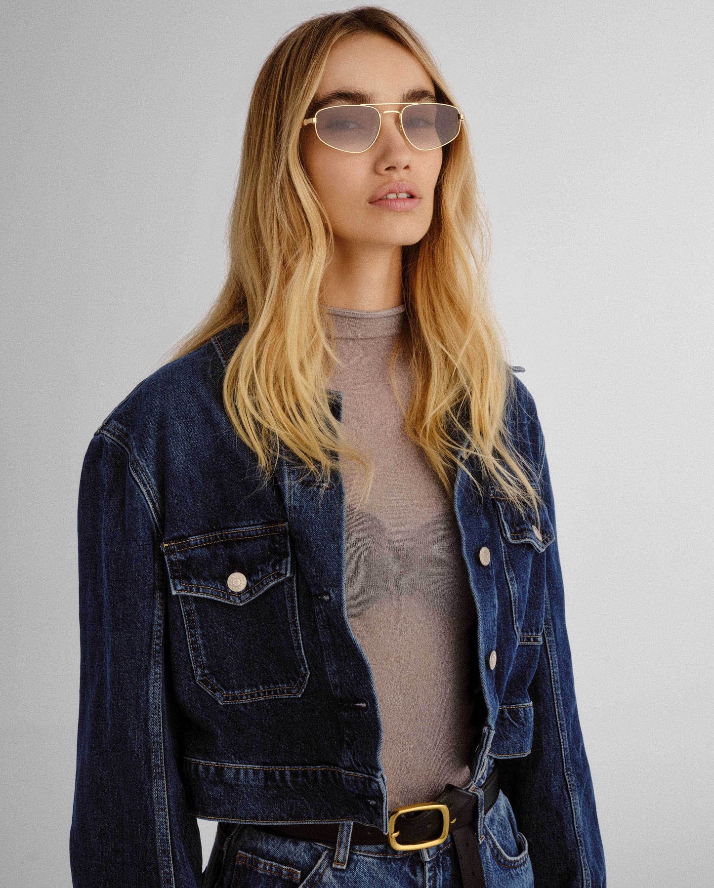 The Harvey Gold Female Aviator Sunglasses | Luv Lou