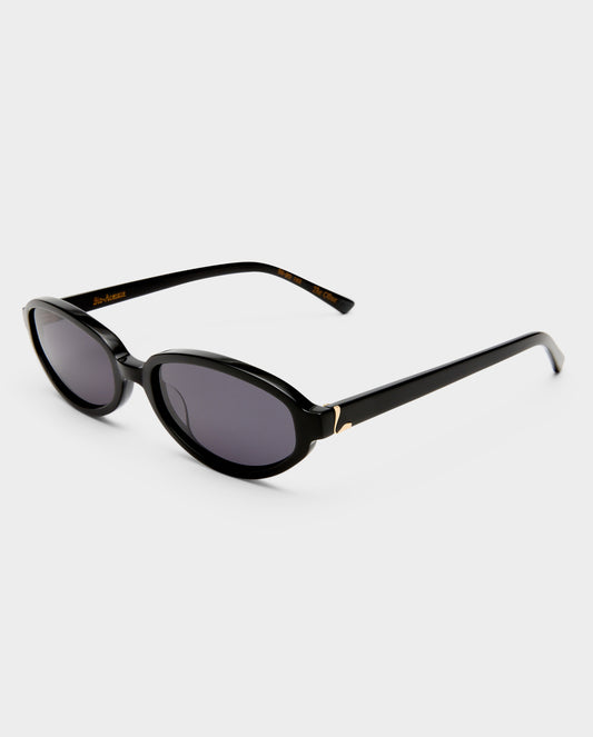 The Olive Black Female Oval Sunglasses | Luv Lou