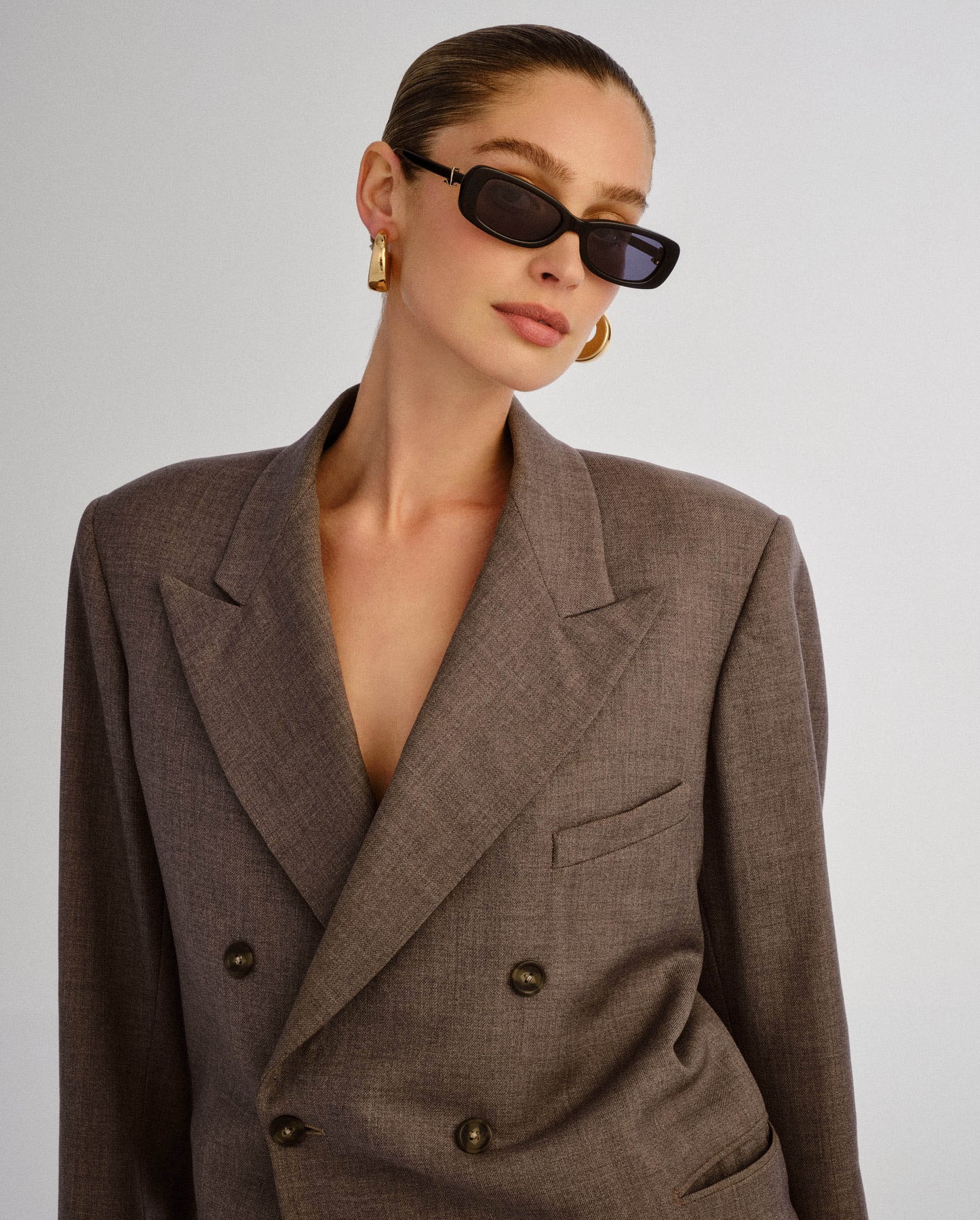 The Bella Black Female Rectangle Sunglasses | Luv Lou