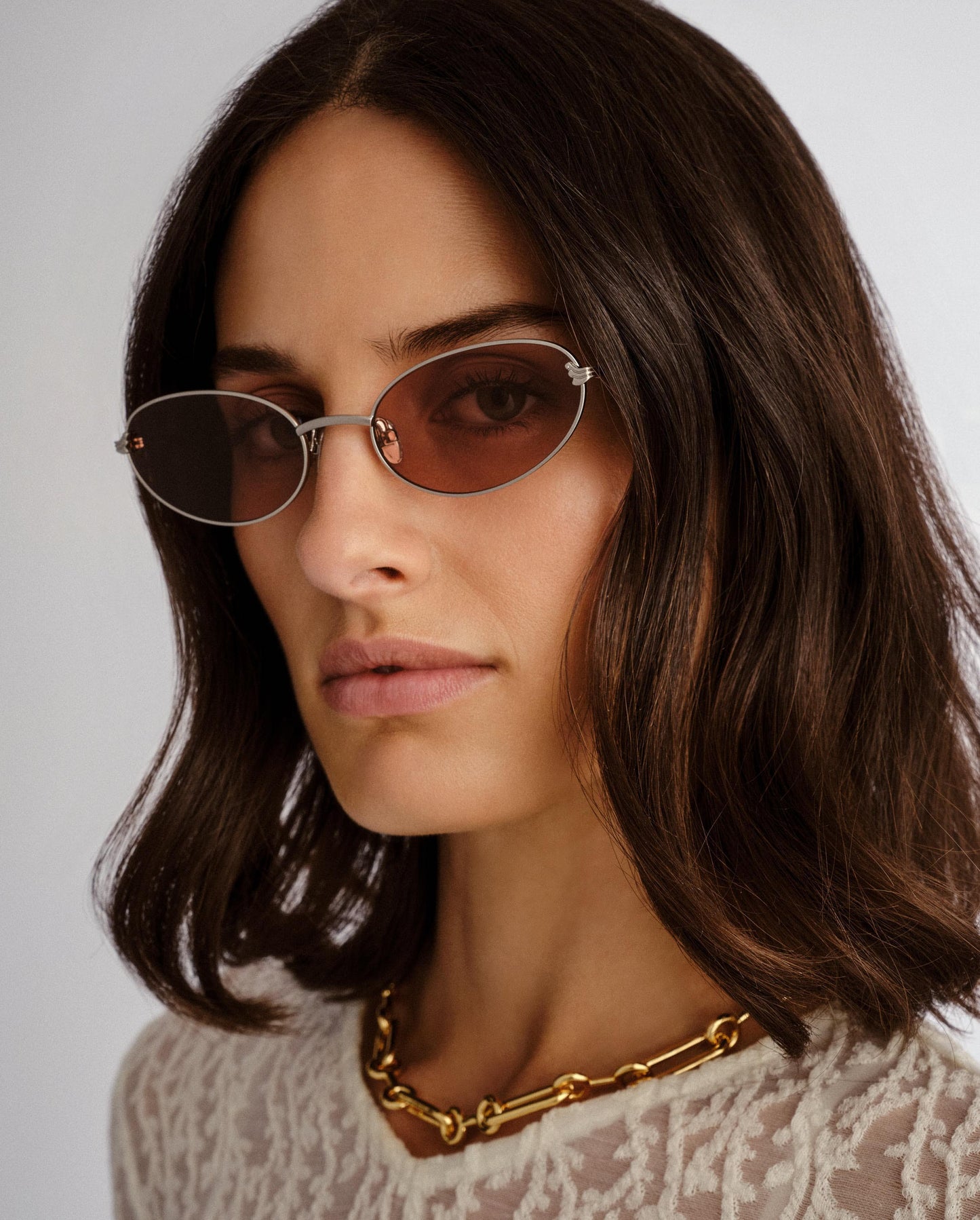 The Rose Brushed Silver Female Cat-Eye Sunglasses | Luv Lou