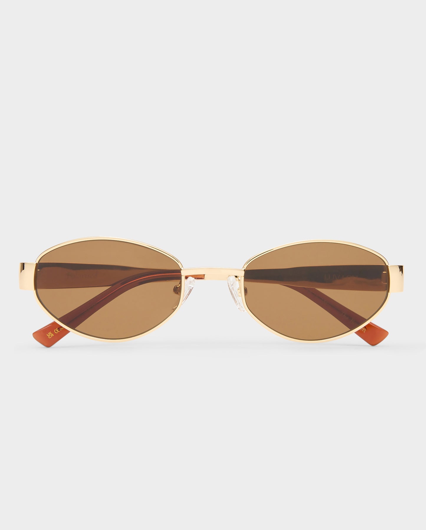 The Boston Gold Female Oval Sunglasses | Luv Lou