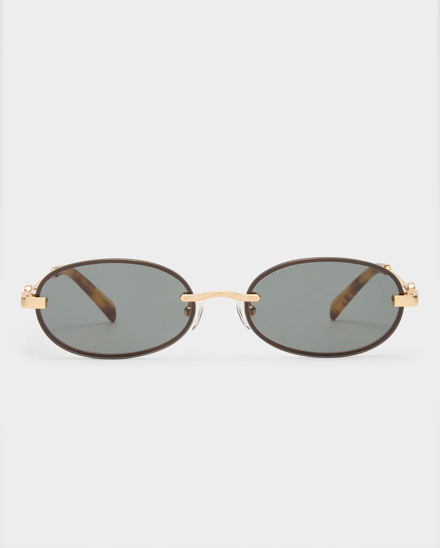The Jean Brushed Gold Female Oval Sunglasses | Luv Lou