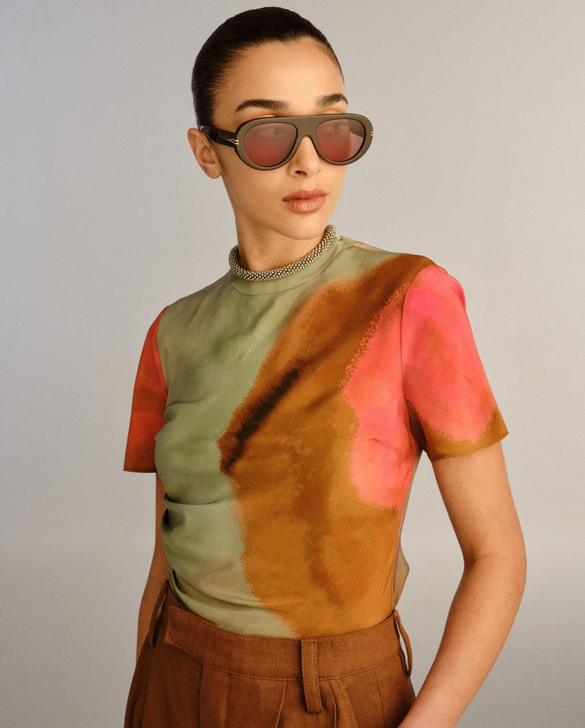 The Ash Dark Chocolate Female Aviator Sunglasses | Luv Lou