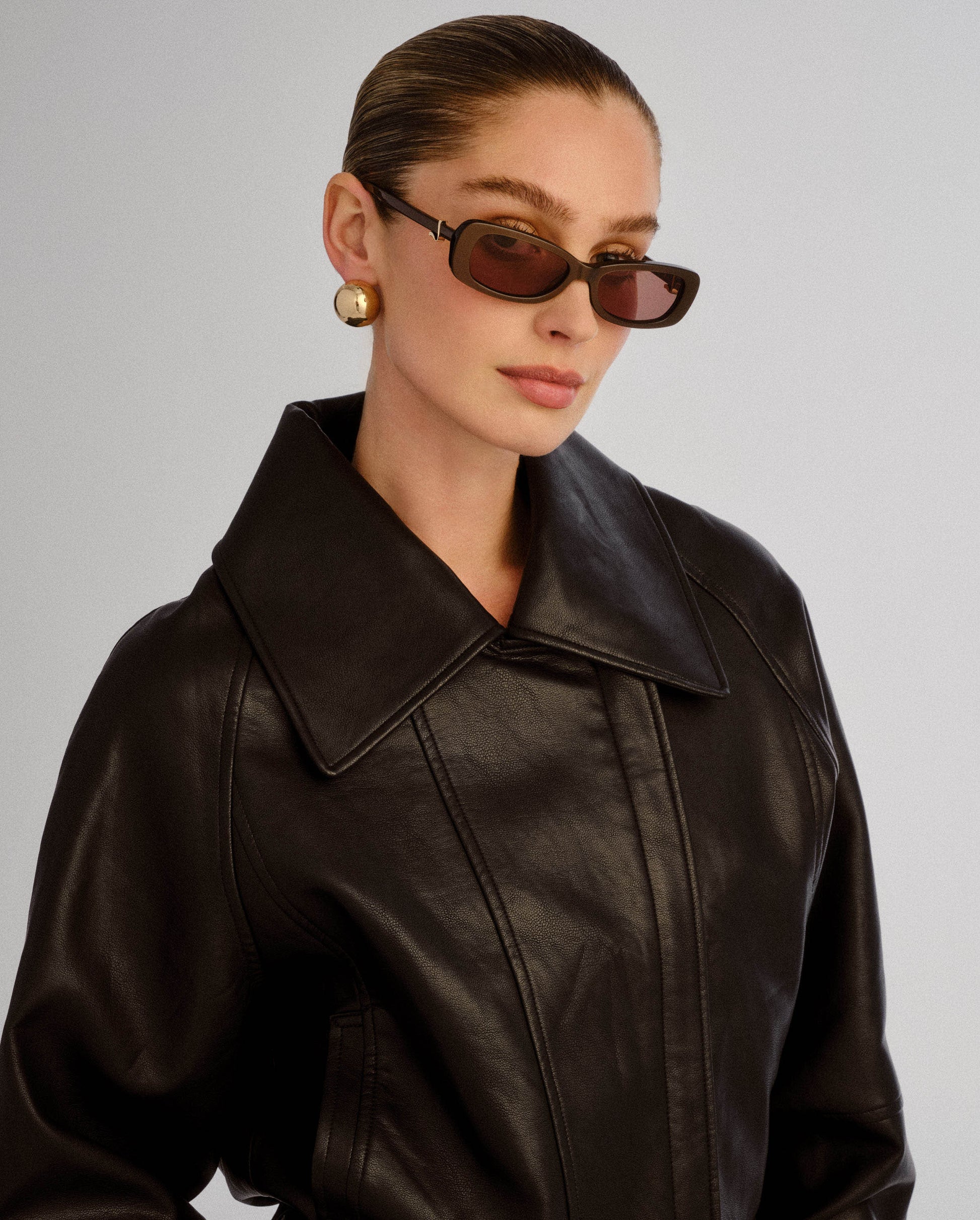 The Bella Chocolate Glaze Female Rectangle Sunglasses | Luv Lou