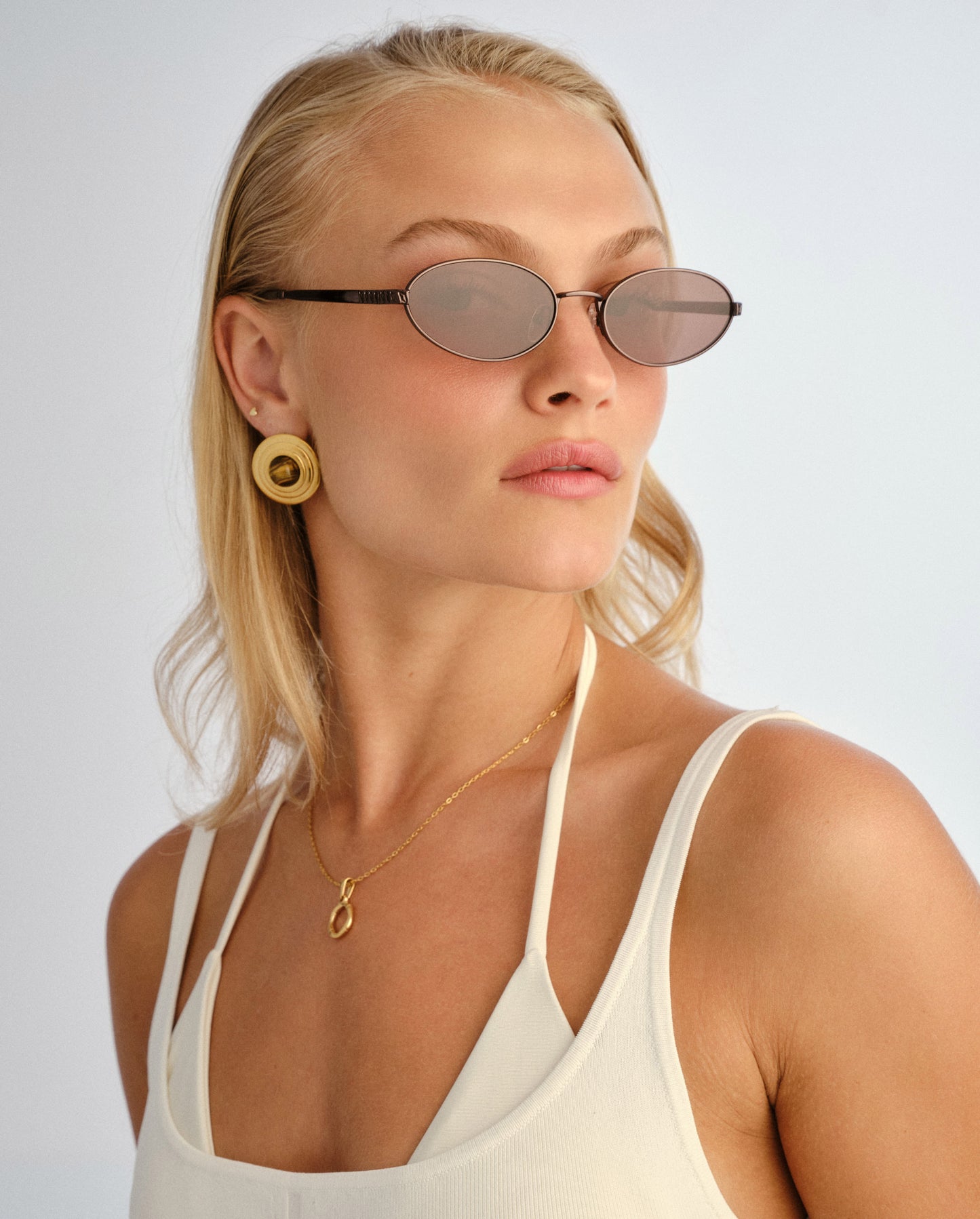 The Kendall Bronze Female Oval Sunglasses | Luv Lou