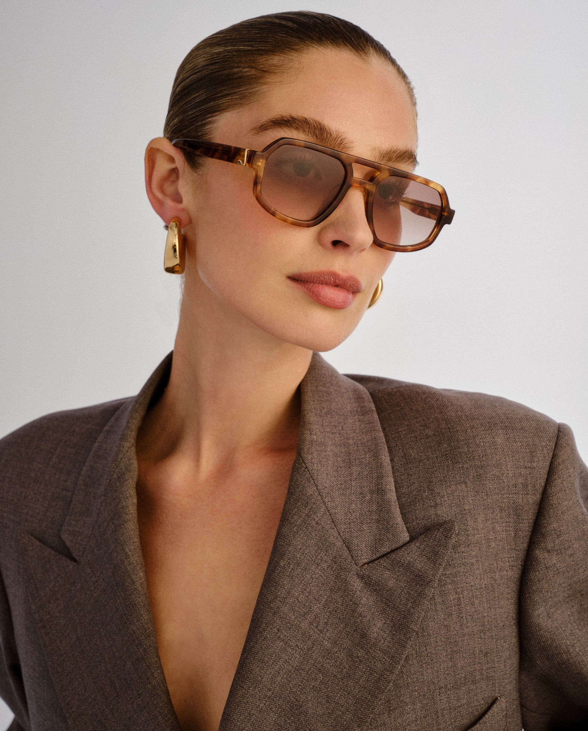 The Banks Caramel Tort Female Aviator Sunglasses | Luv Lou