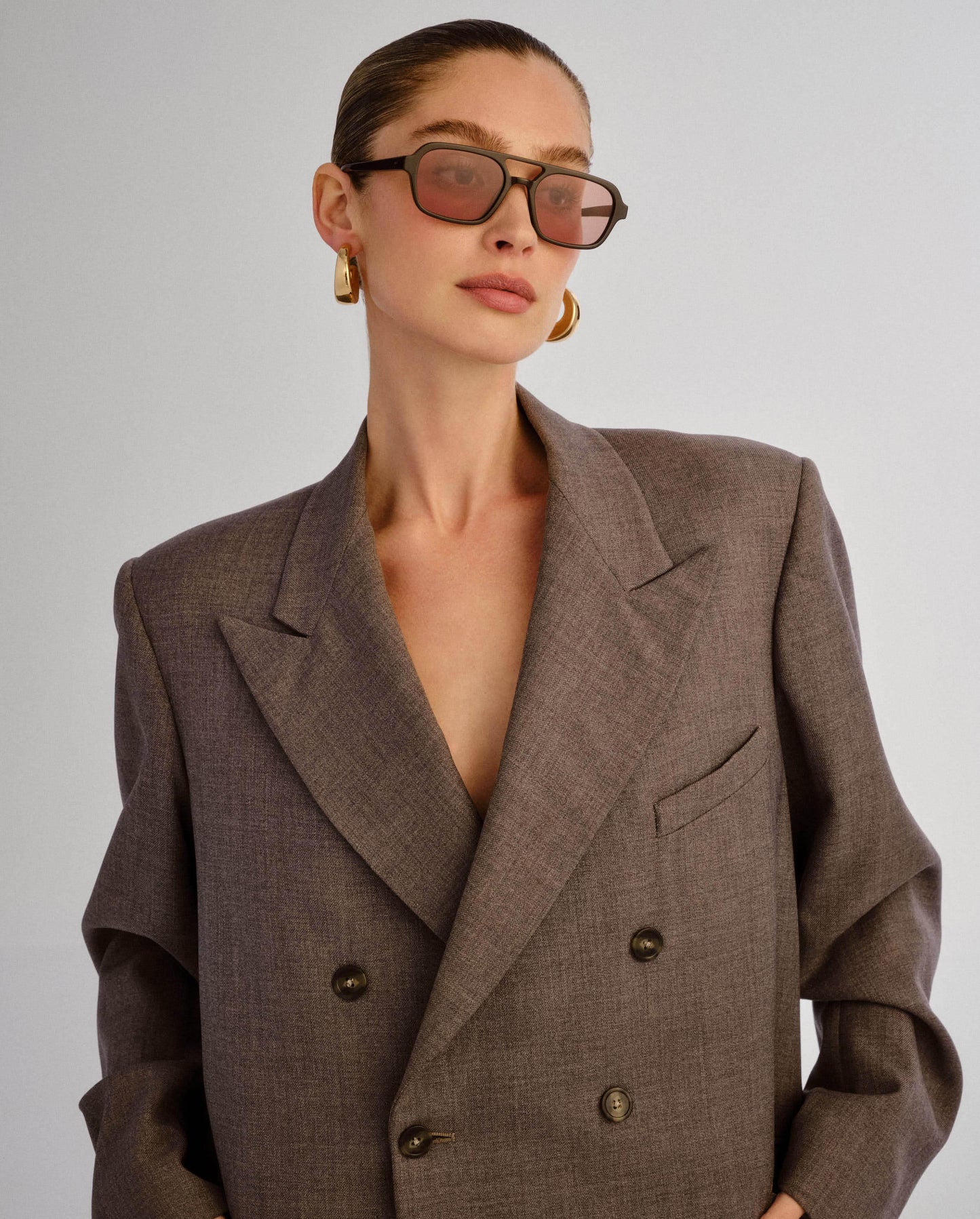 The Dusty Dark Chocolate Female Aviator Sunglasses | Luv Lou