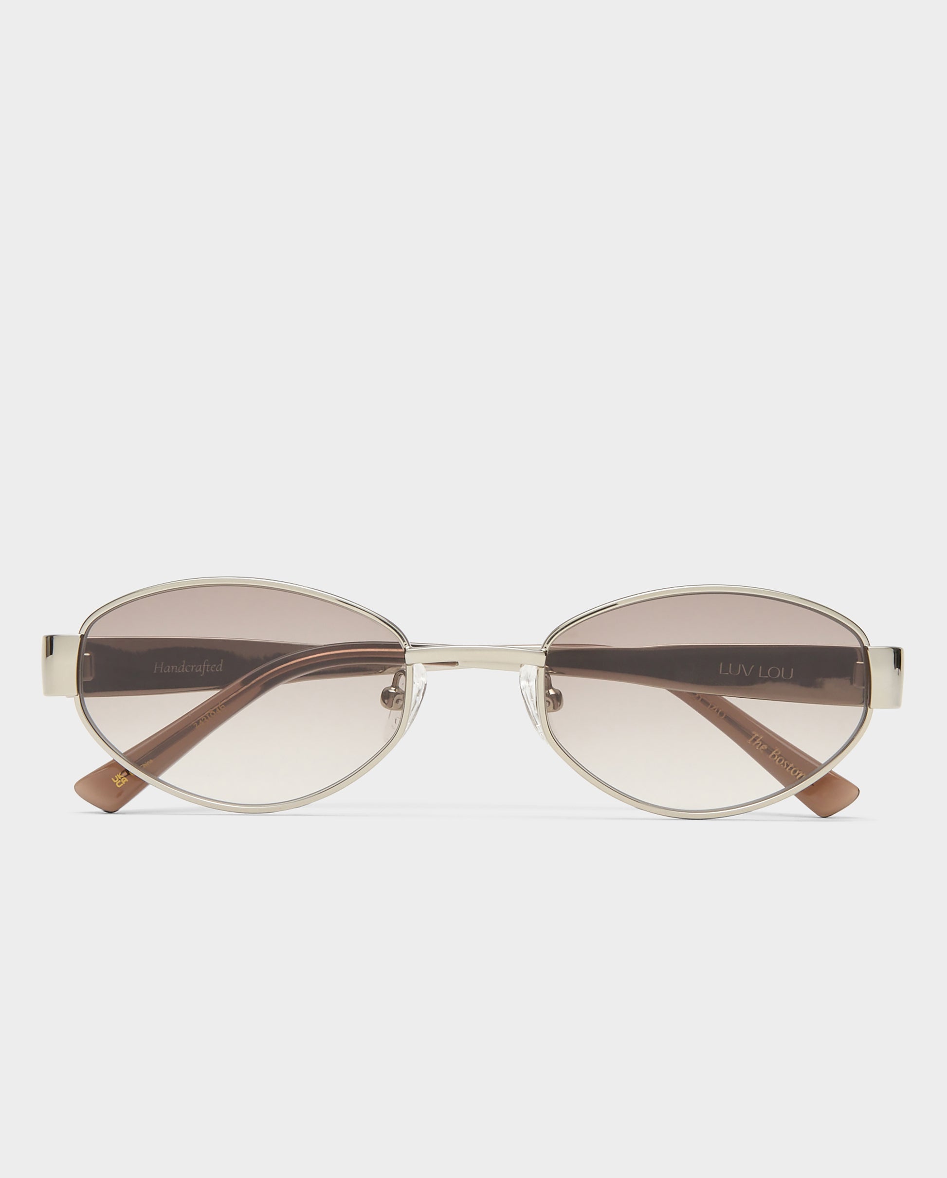 The Boston Crystal Silver Female Oval Sunglasses | Luv Lou