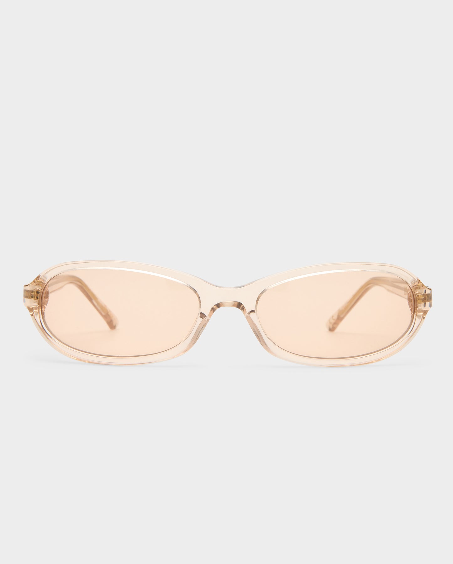The Elcie Gloss Beige Female Oval Sunglasses | Luv Lou