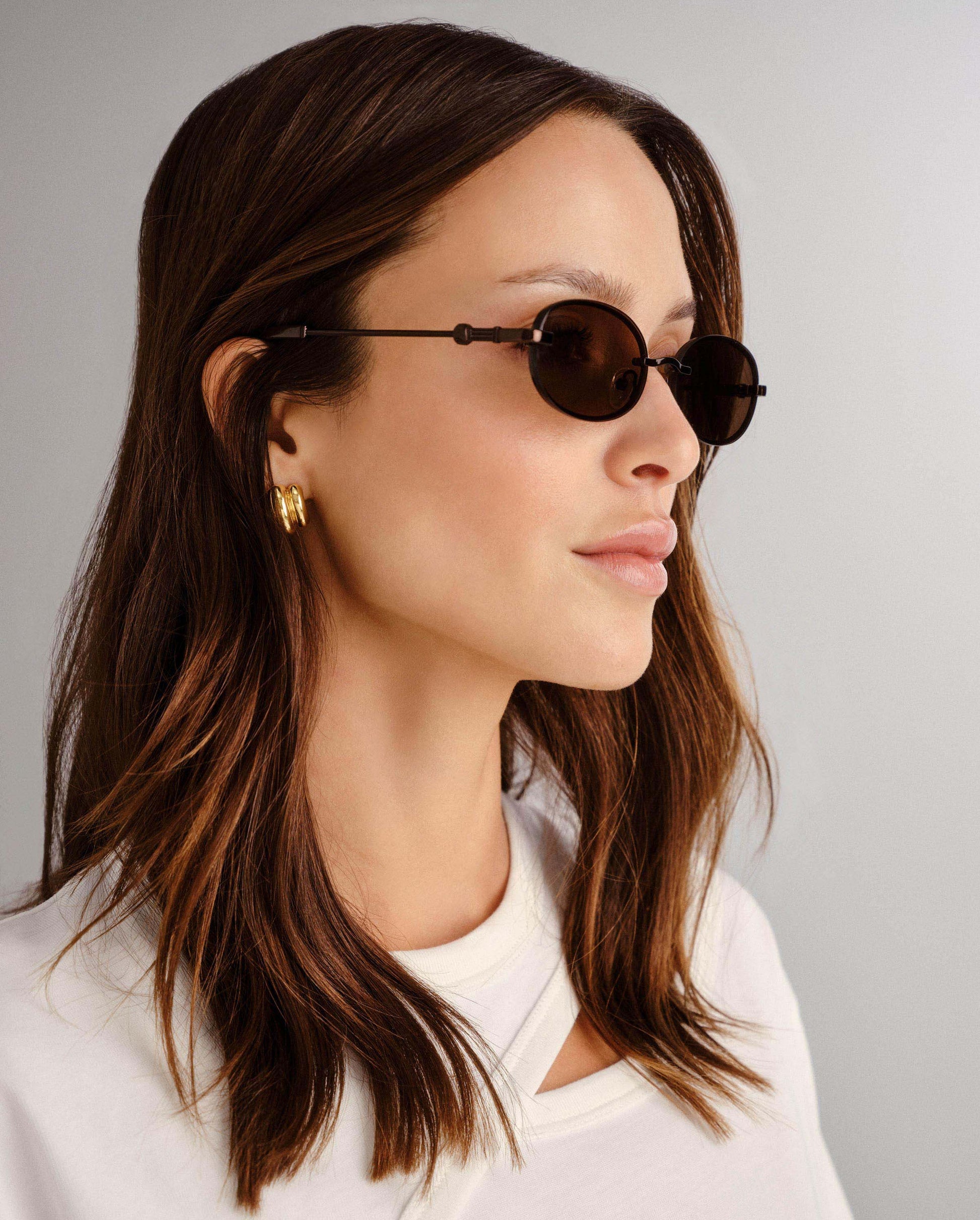 The Jean Bronze Female Oval Sunglasses | Luv Lou