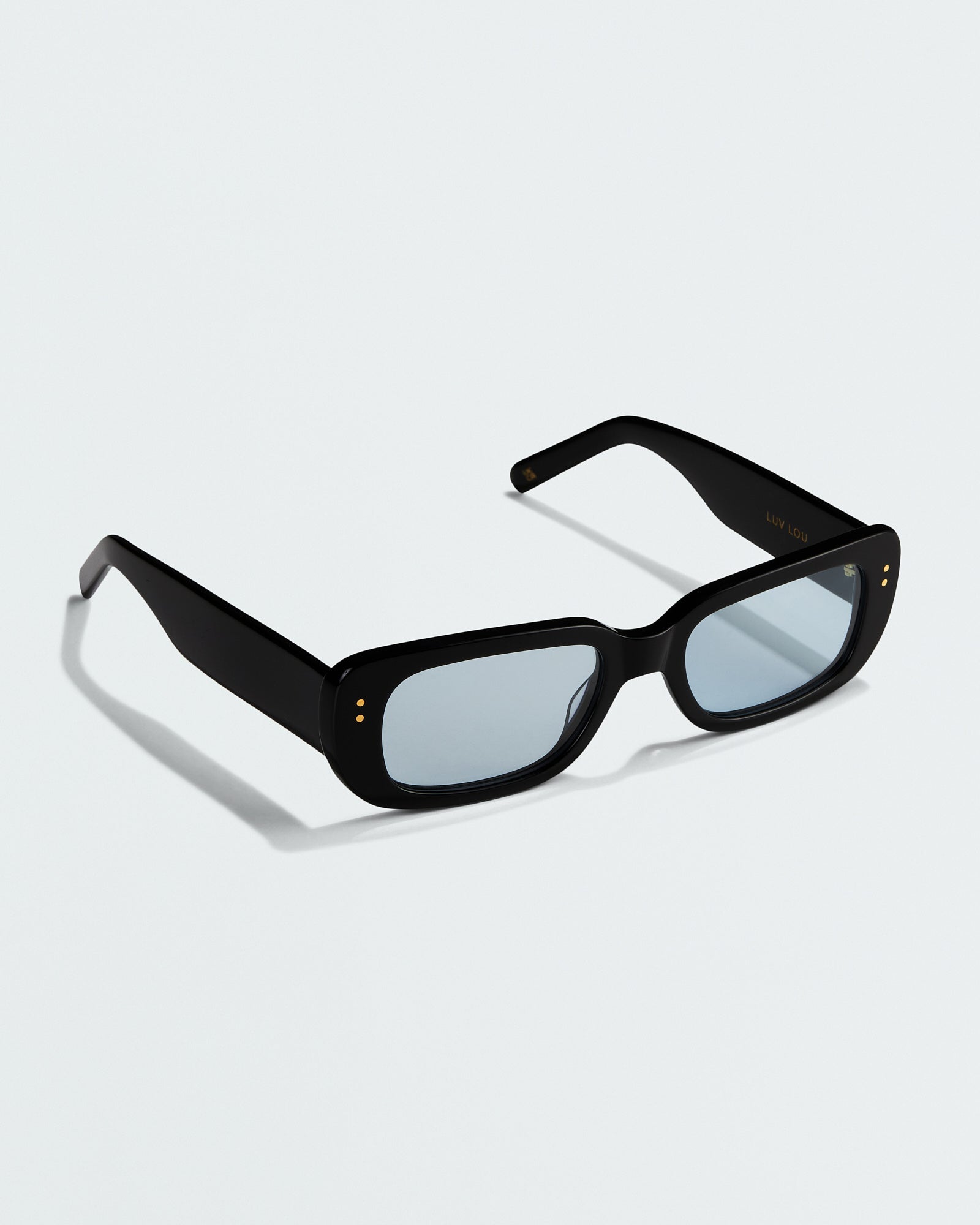 The Stevie, Black + Blue - 90's Wide Frame Sunnies, Women's Sunglasses & Eyewear by Luv Lou