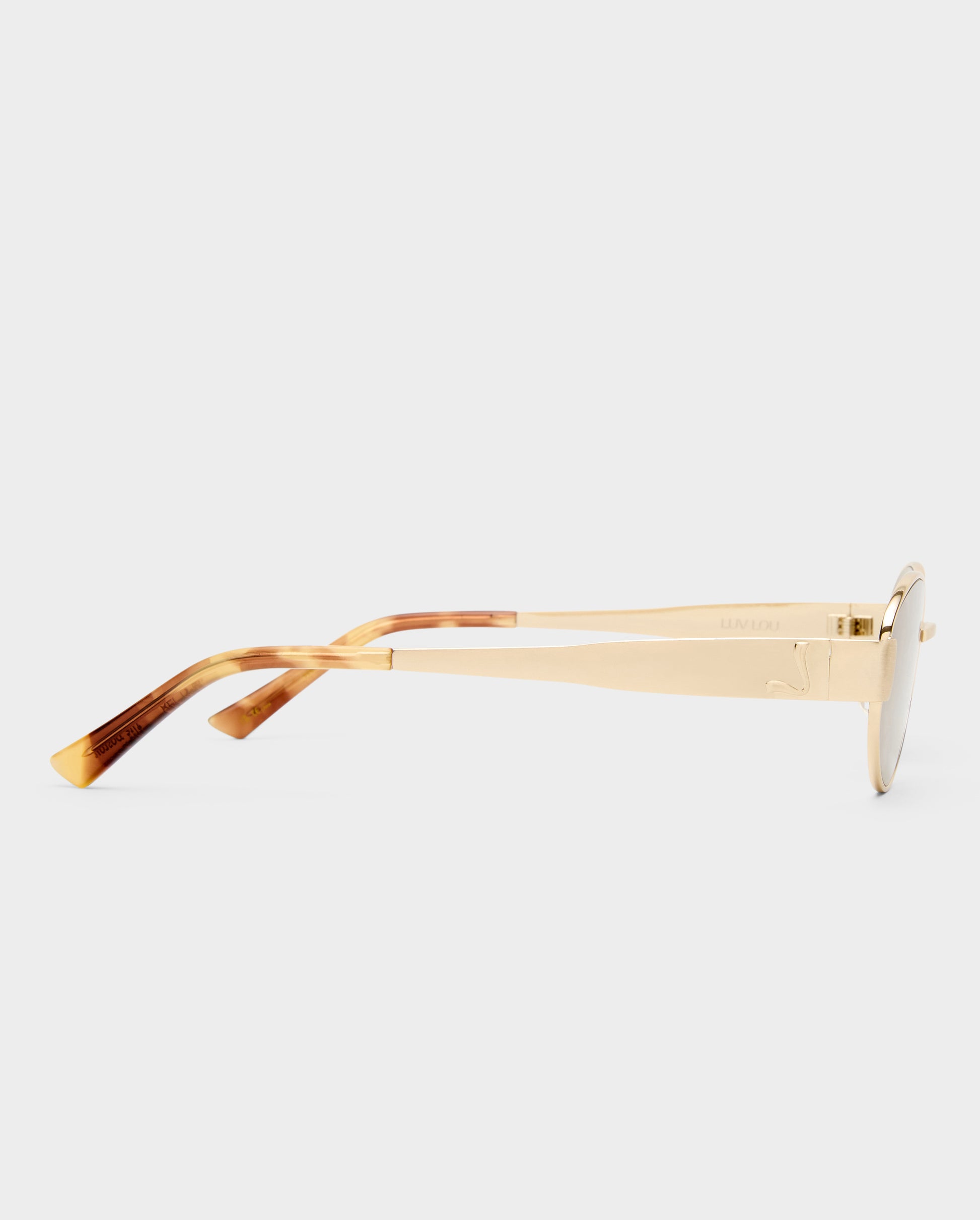 The Boston Brushed Gold Female Oval Sunglasses | Luv Lou