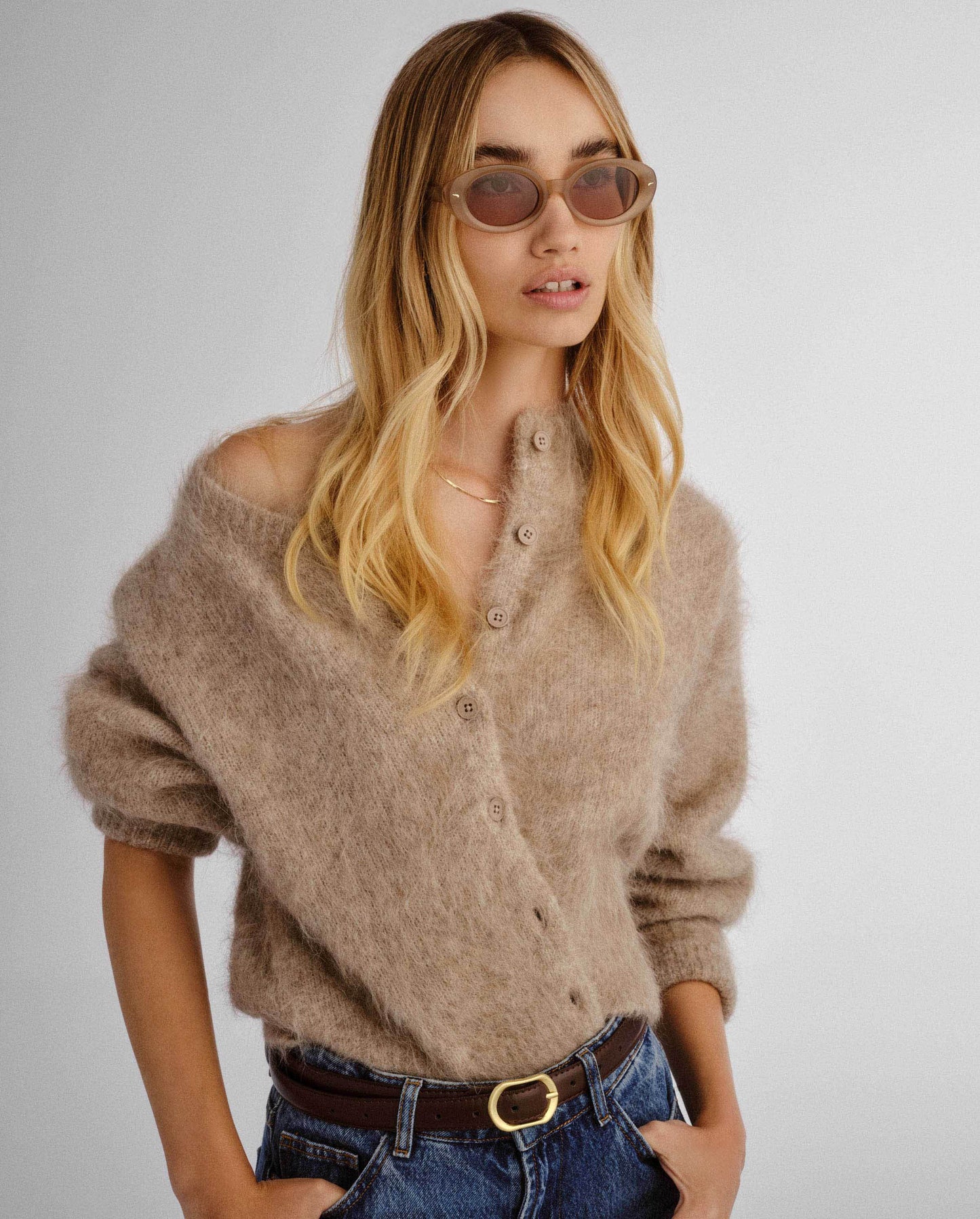 The Audrey Bisque Female Oval Sunglasses | Luv Lou