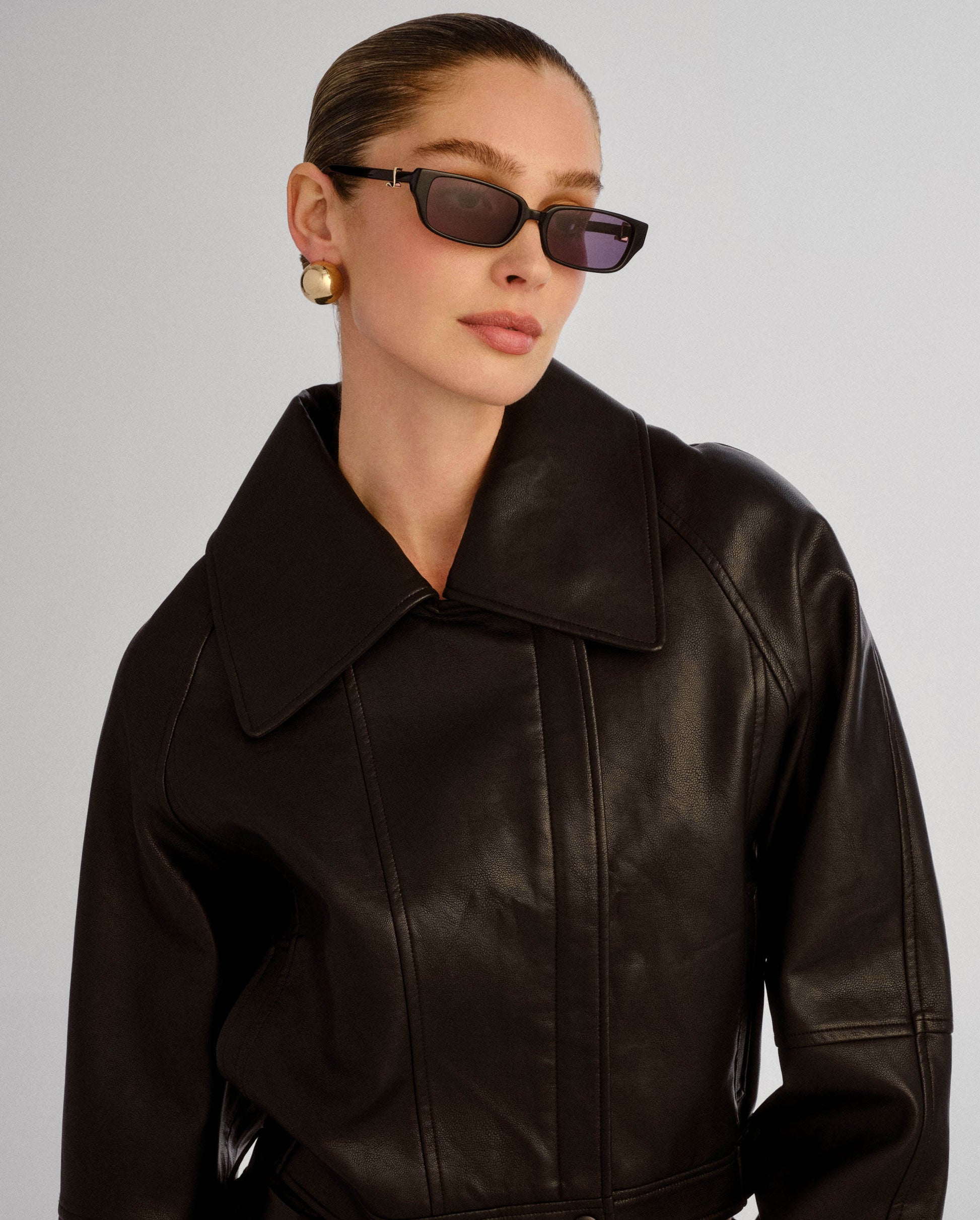 The Phoebe Black Female Rectangle Sunglasses | Luv Lou