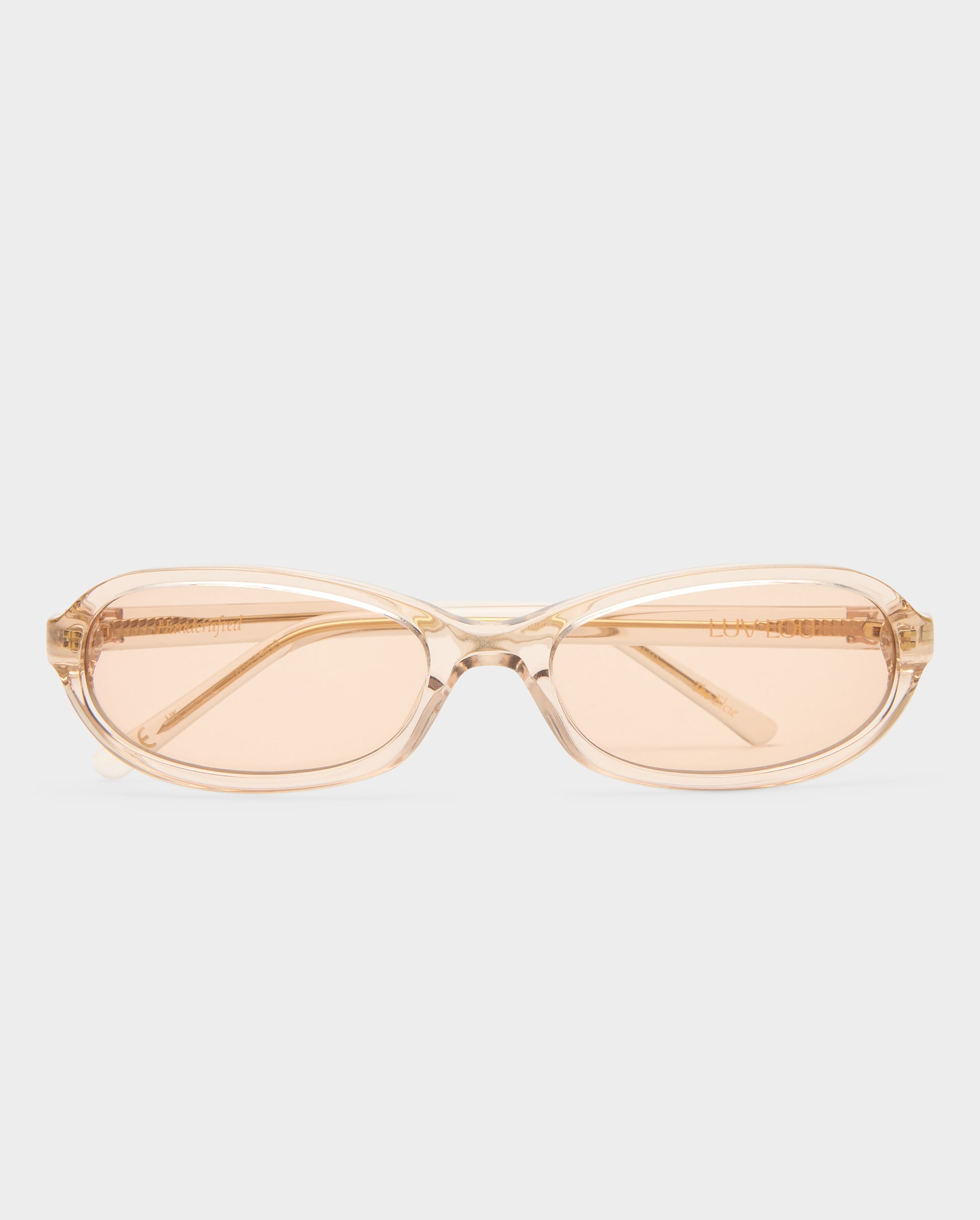 The Elcie Gloss Beige Female Oval Sunglasses | Luv Lou