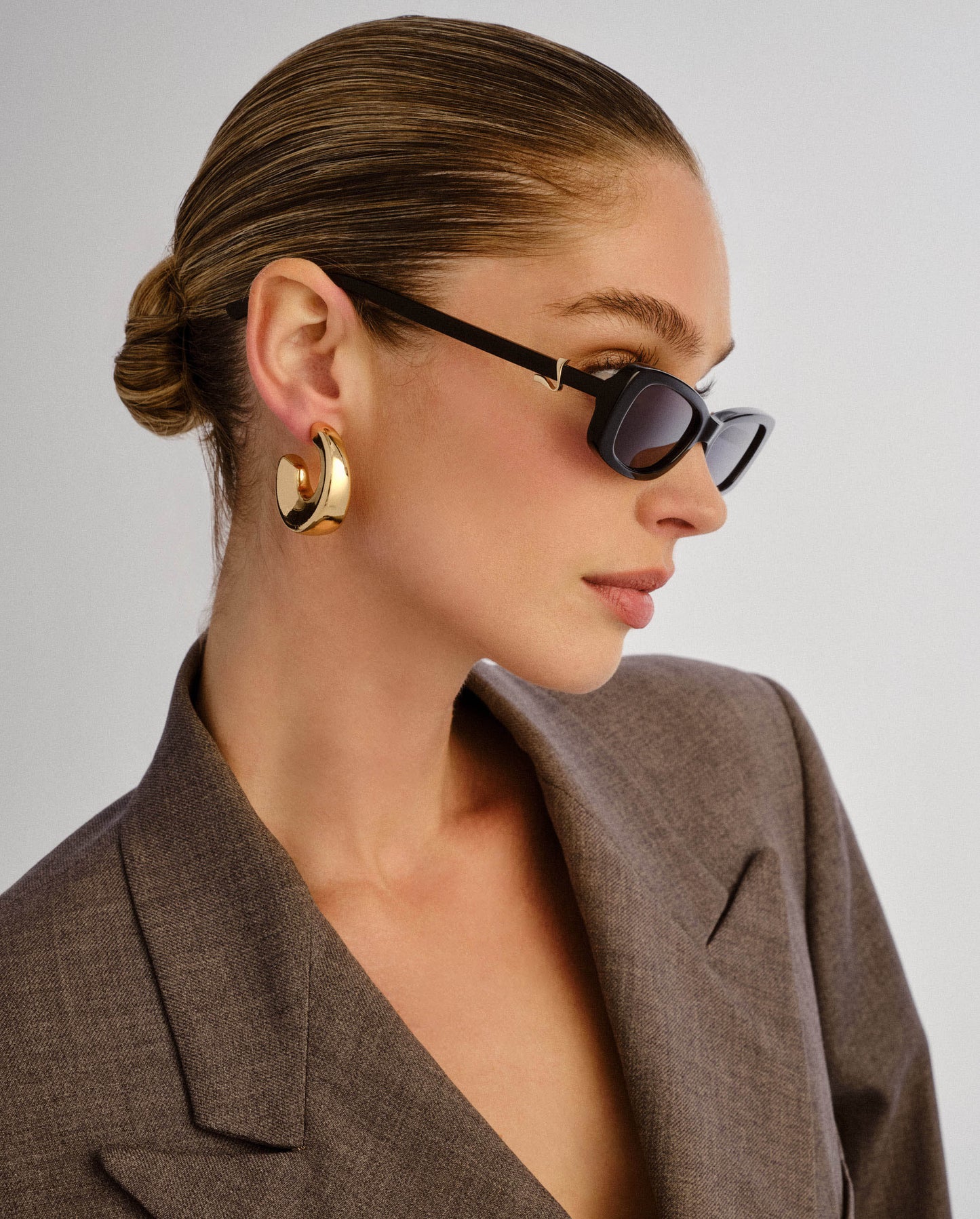 The Bella Black Female Rectangle Sunglasses | Luv Lou