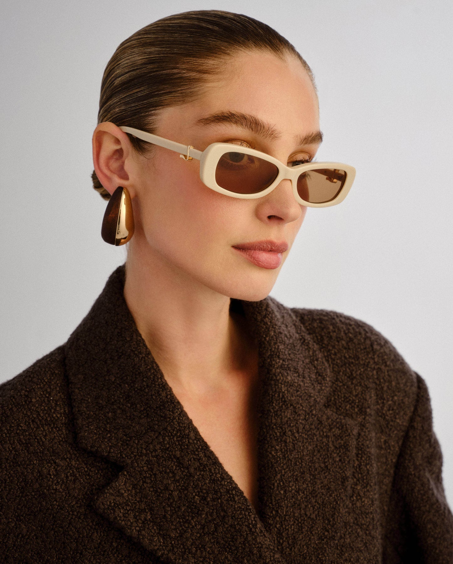 The Bella Beige Female Rectangle Sunglasses | Luv Lou