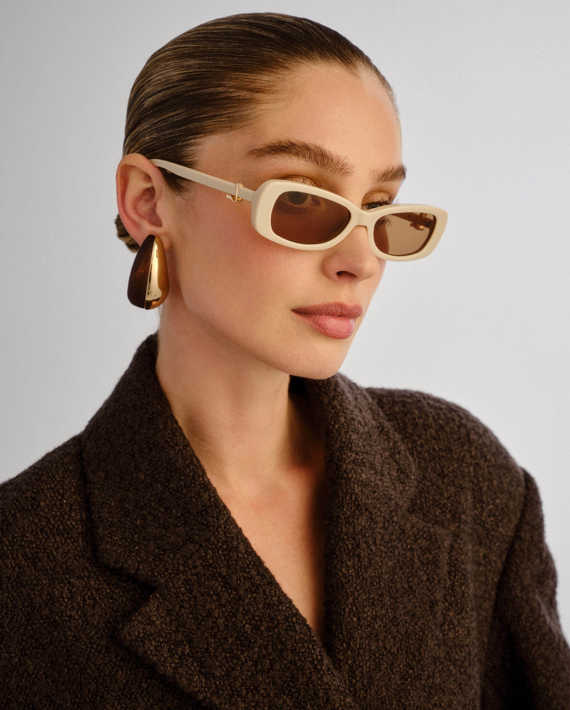 The Bella Beige Female Rectangle Sunglasses | Luv Lou