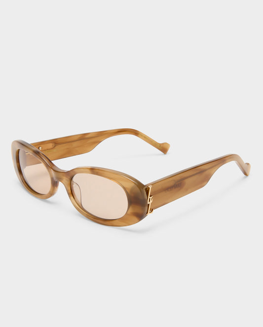 The Ellidy Hazelnut Female Oval Sunglasses | Luv Lou