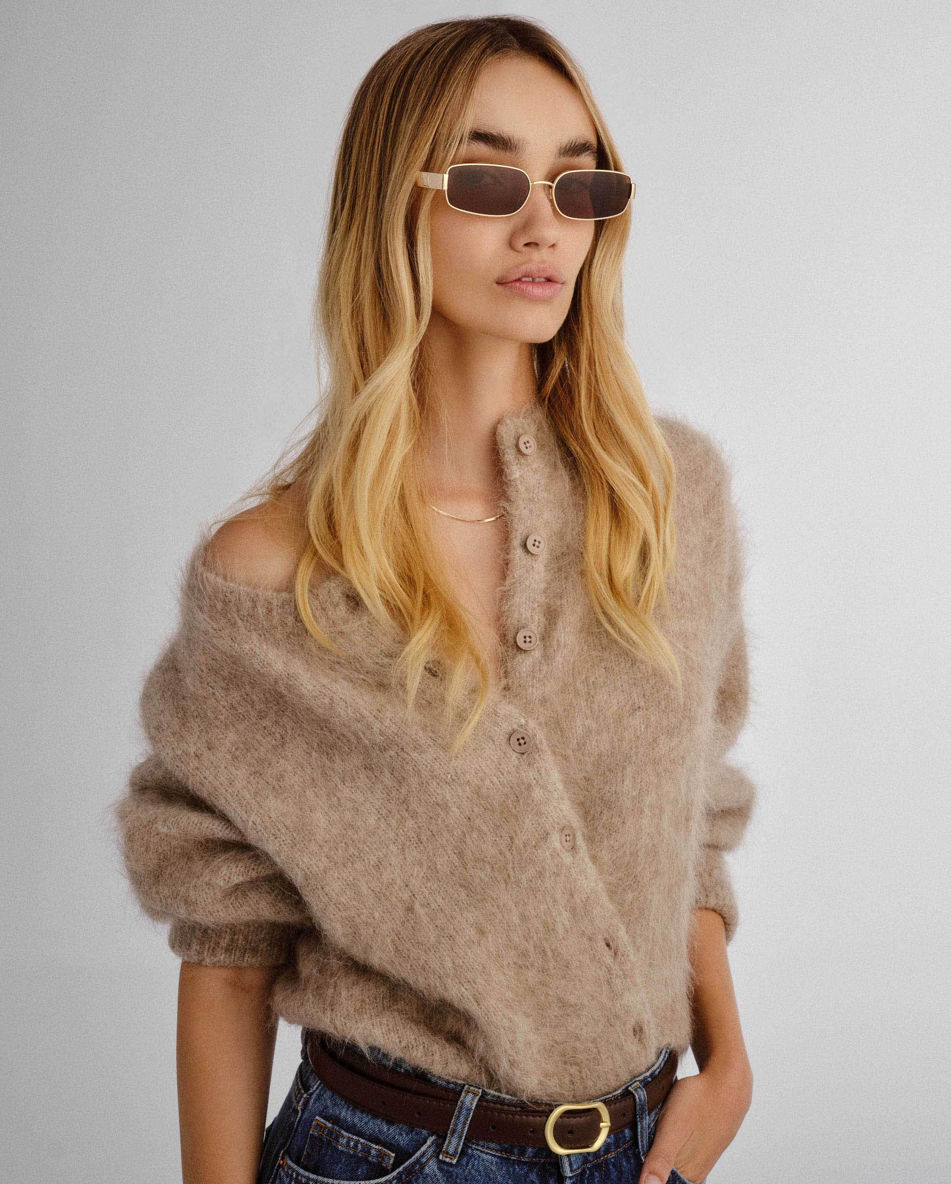 The Ryan Gold Female Rectangle Sunglasses | Luv Lou