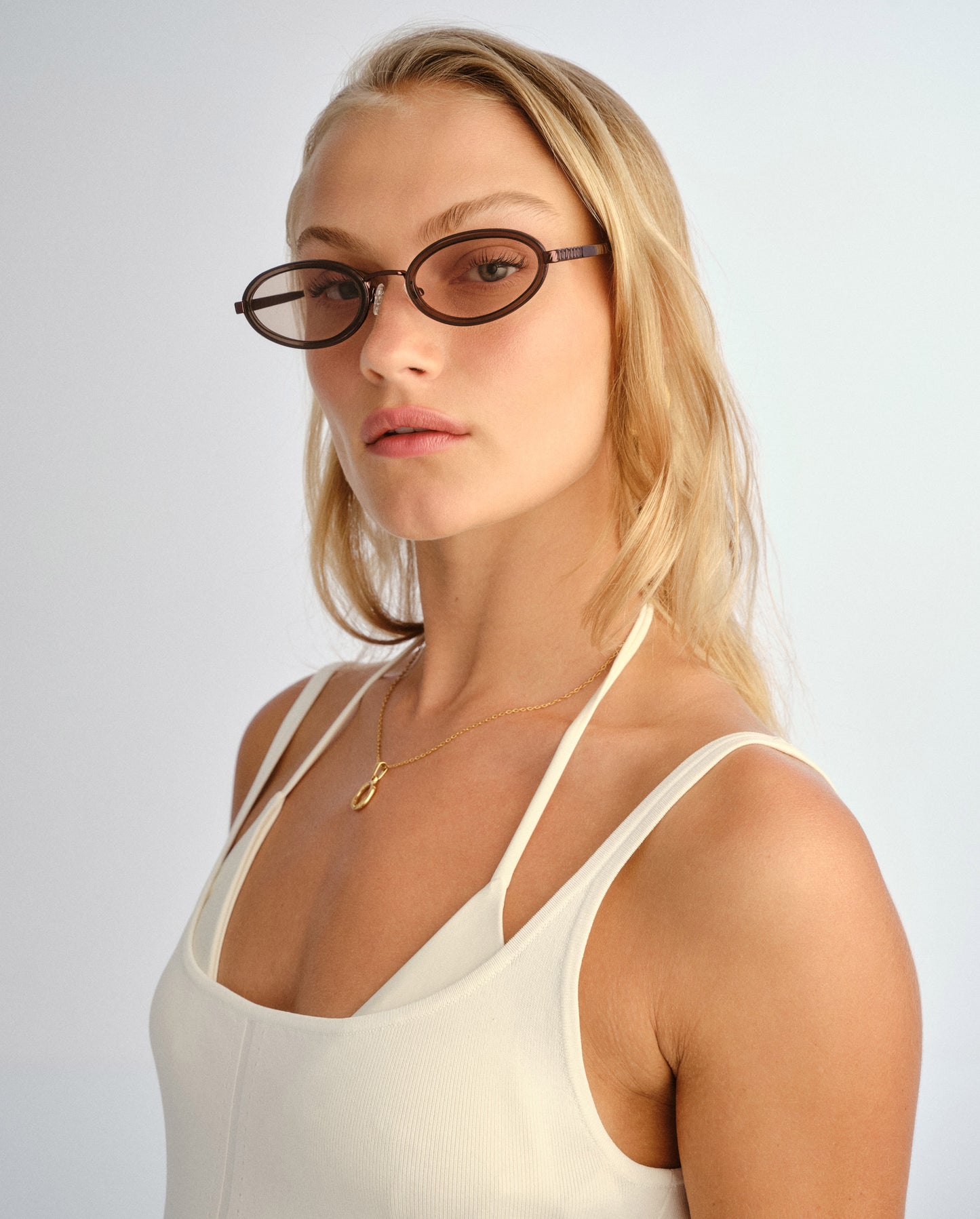 The Sage Bronze Female Oval Sunglasses | Luv Lou