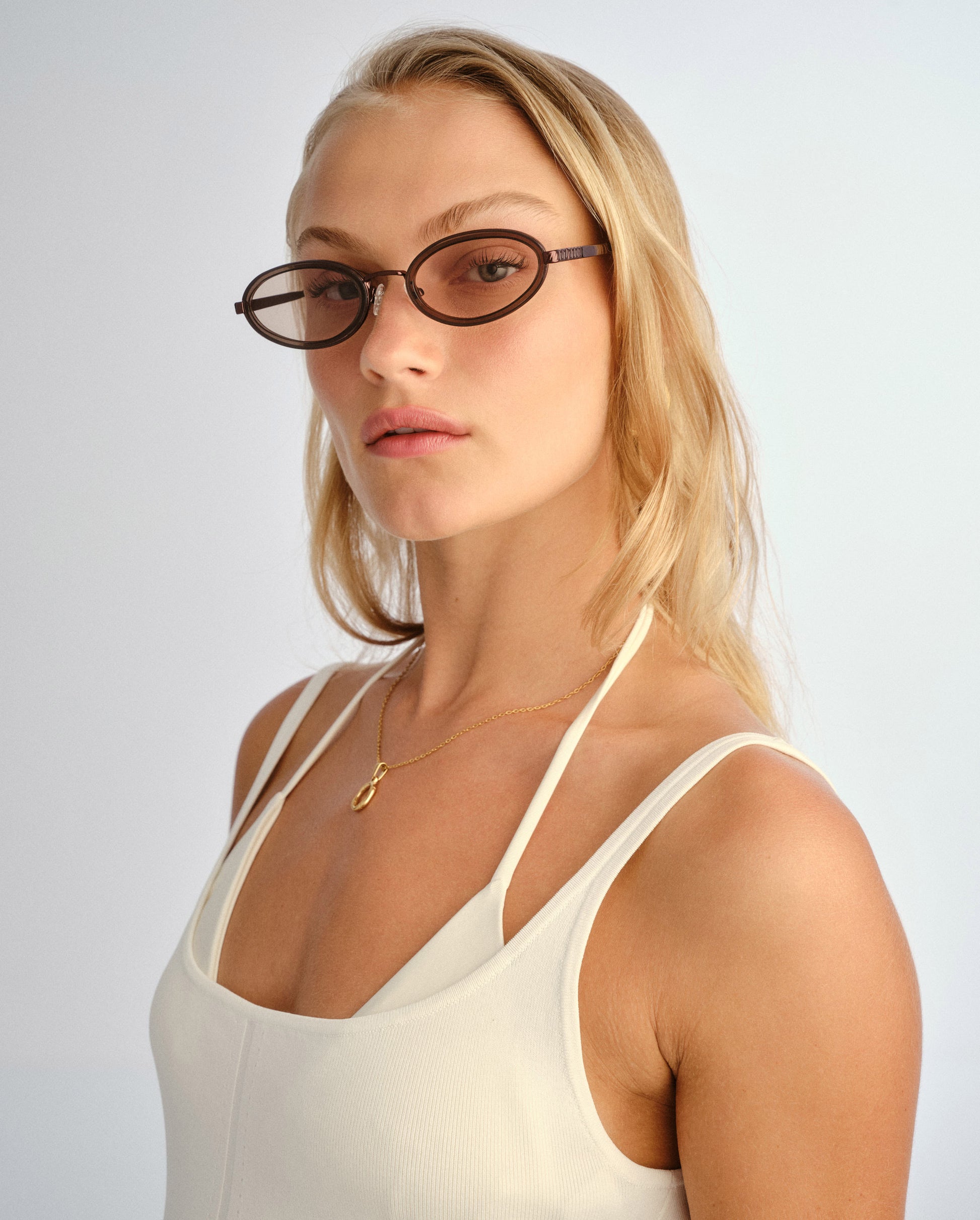 The Sage Bronze Female Oval Sunglasses | Luv Lou