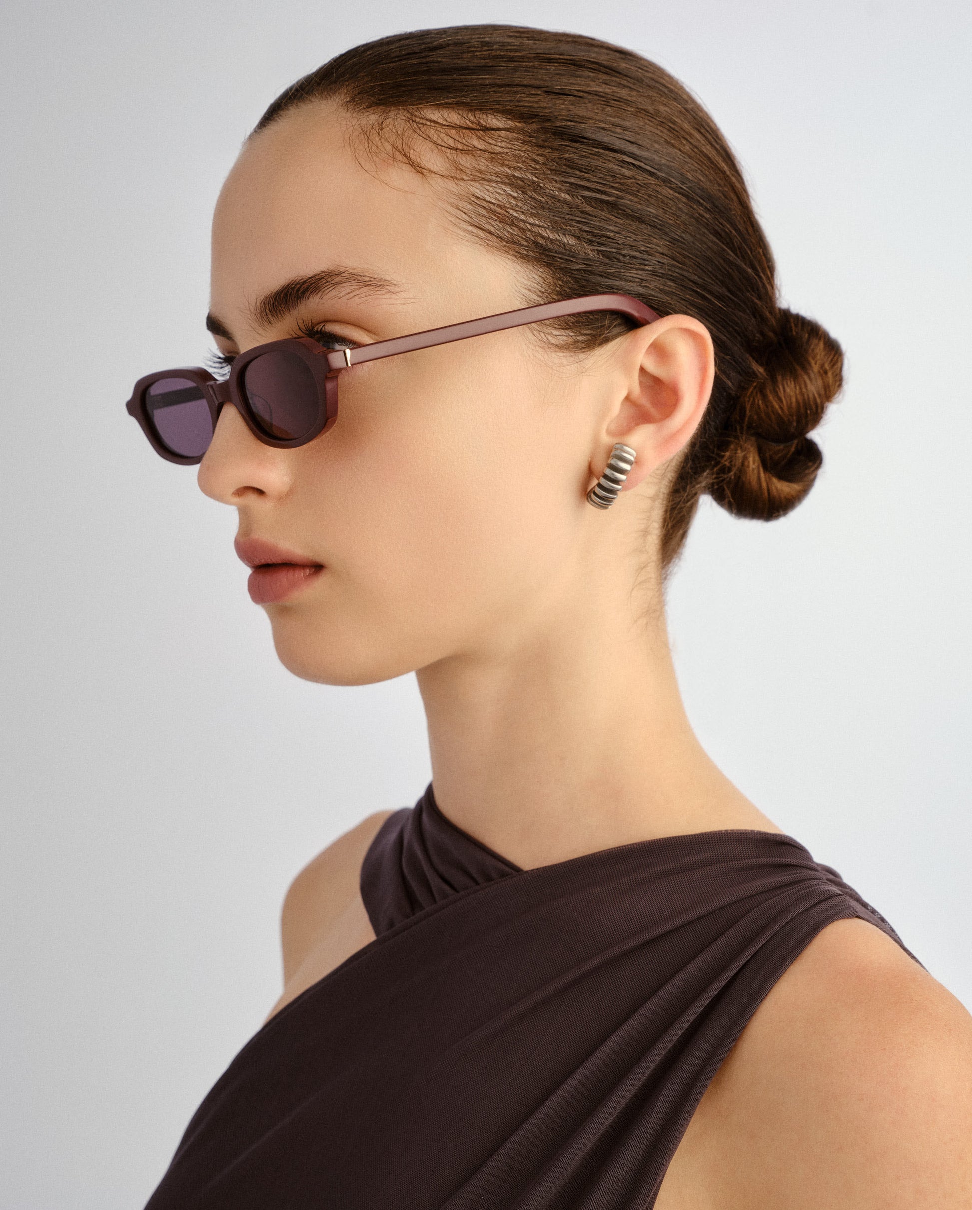 The Mimi Burgundy Female Rectangle Sunglasses | Luv Lou