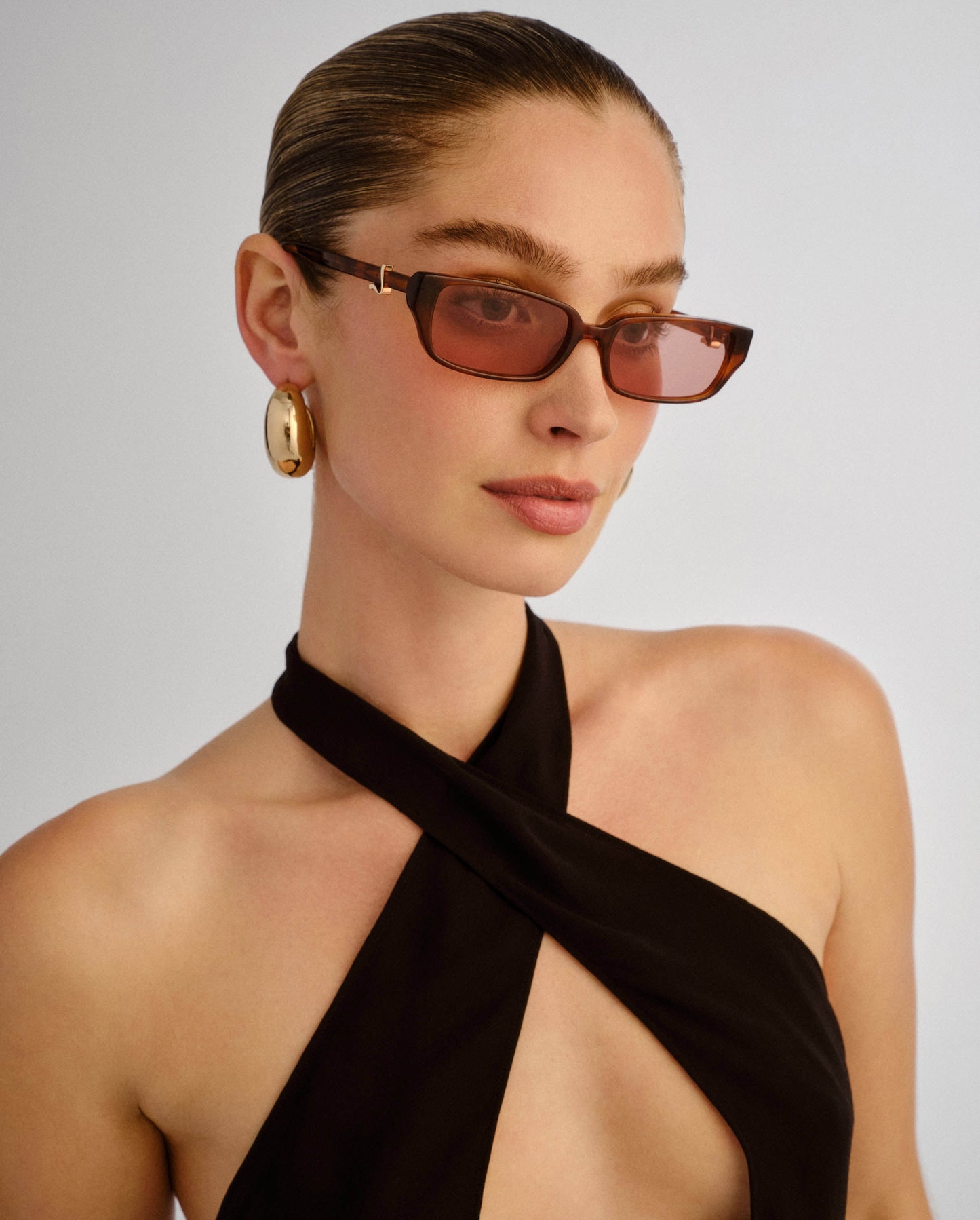The Phoebe Honey Tort Female Rectangle Sunglasses | Luv Lou