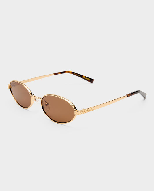 The Kendall Gold Female Oval Sunglasses | Luv Lou