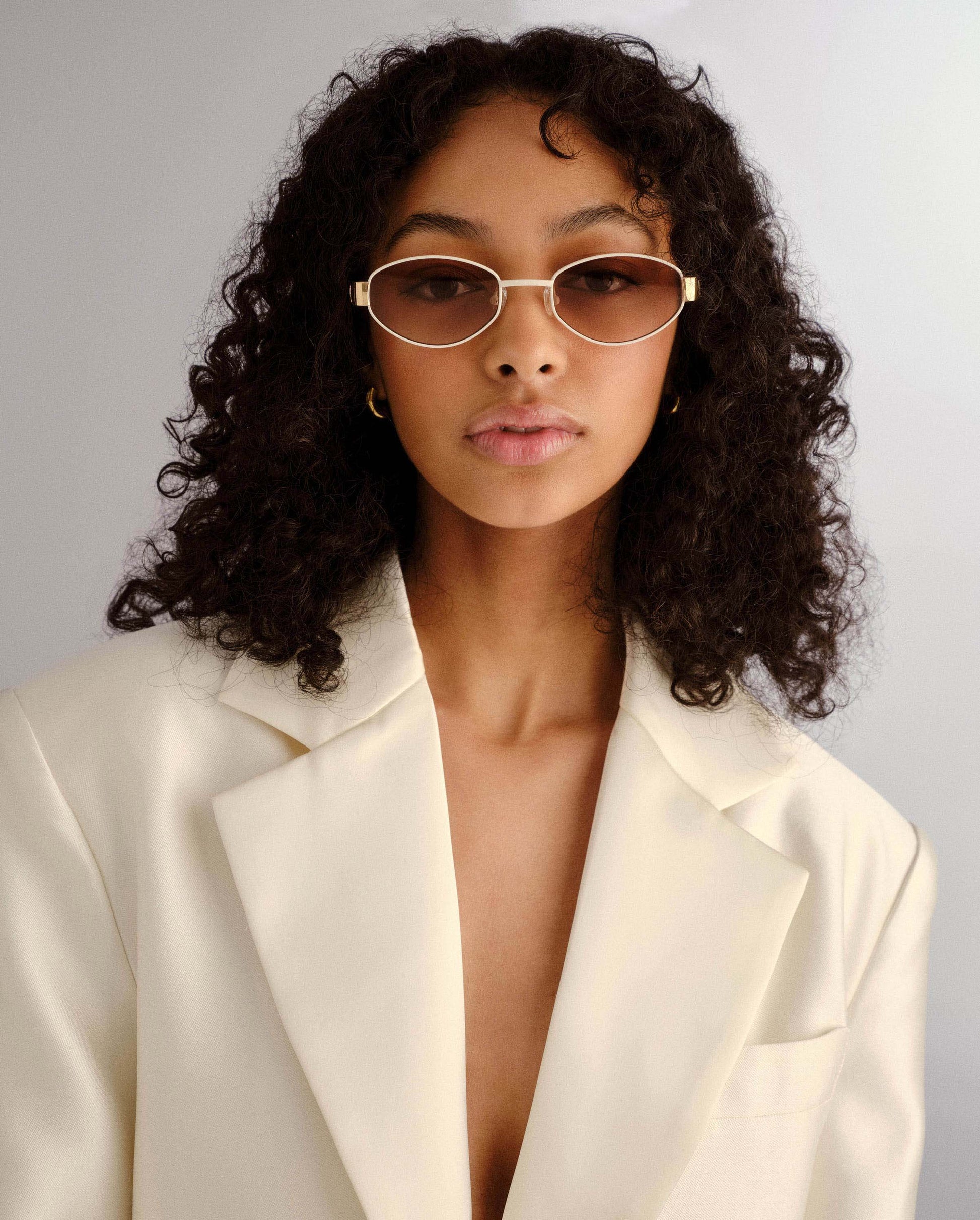 The Boston Ivory Female Oval Sunglasses | Luv Lou