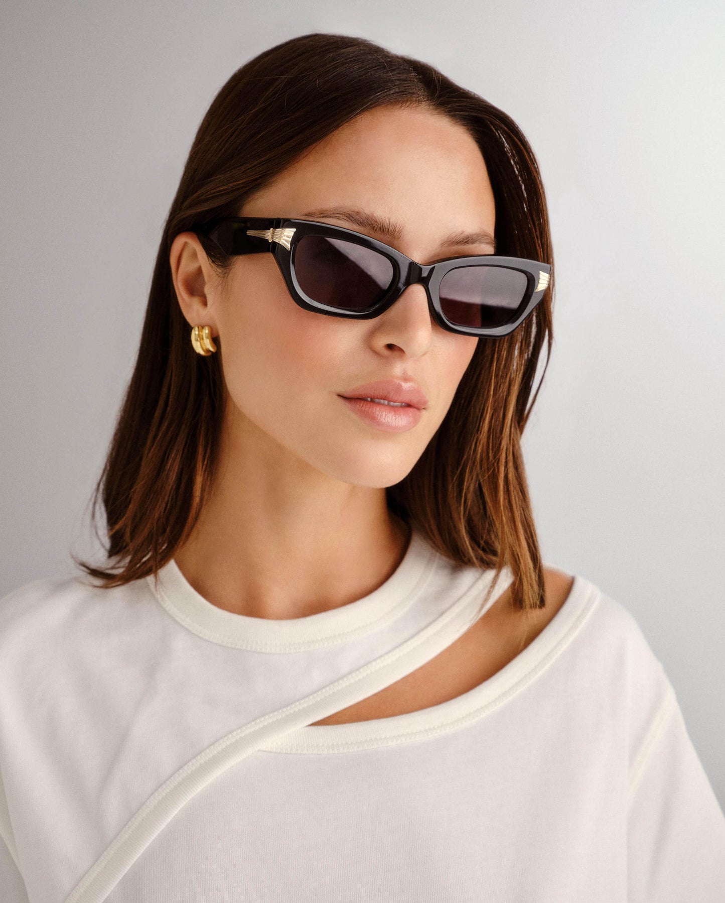 The Cameron Black Female Cat-Eye Sunglasses | Luv Lou