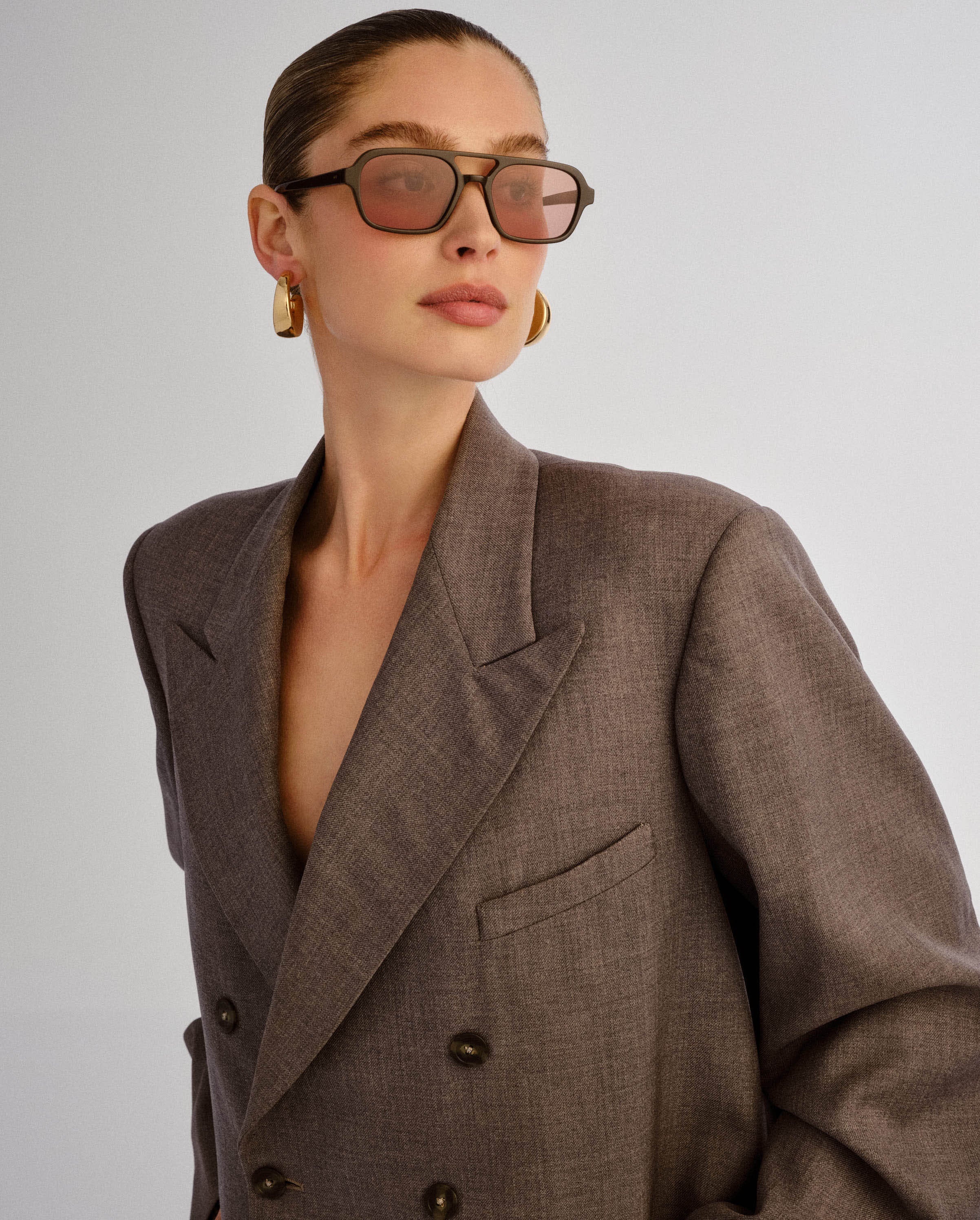 The Dusty Dark Chocolate Female Aviator Sunglasses | Luv Lou