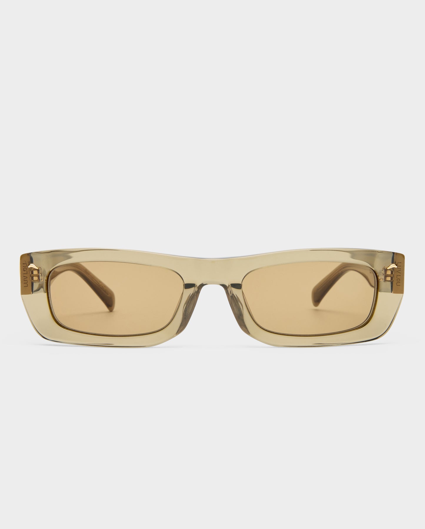 The Tommy Khaki Crystal Female Rectangle Sunglasses | Luv Lou