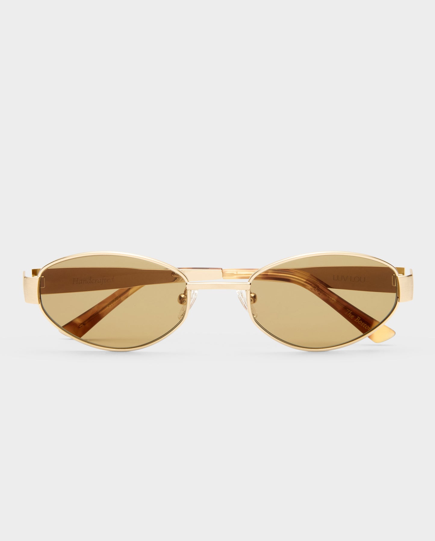 The Boston Brushed Gold Female Oval Sunglasses | Luv Lou