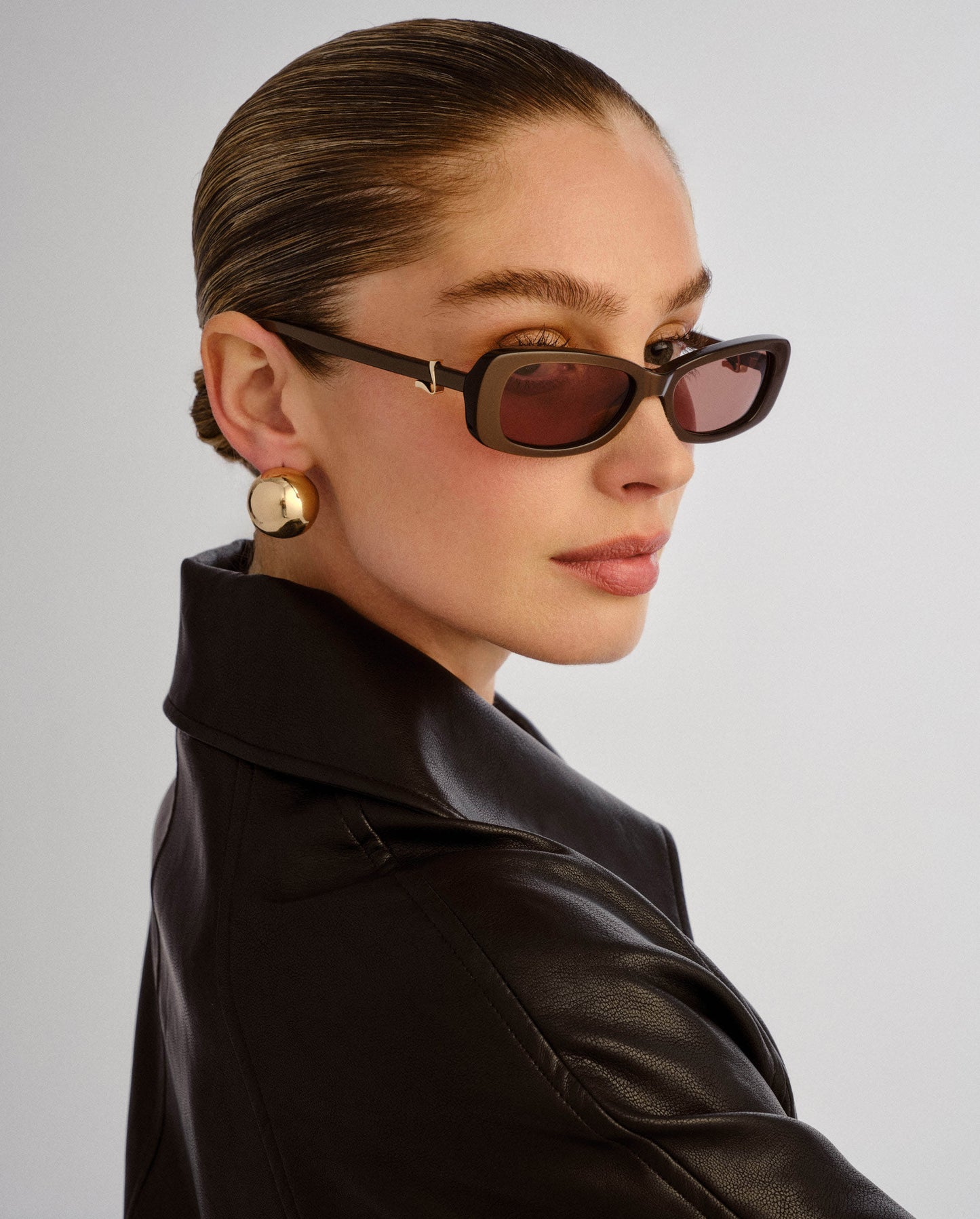 The Bella Chocolate Glaze Female Rectangle Sunglasses | Luv Lou