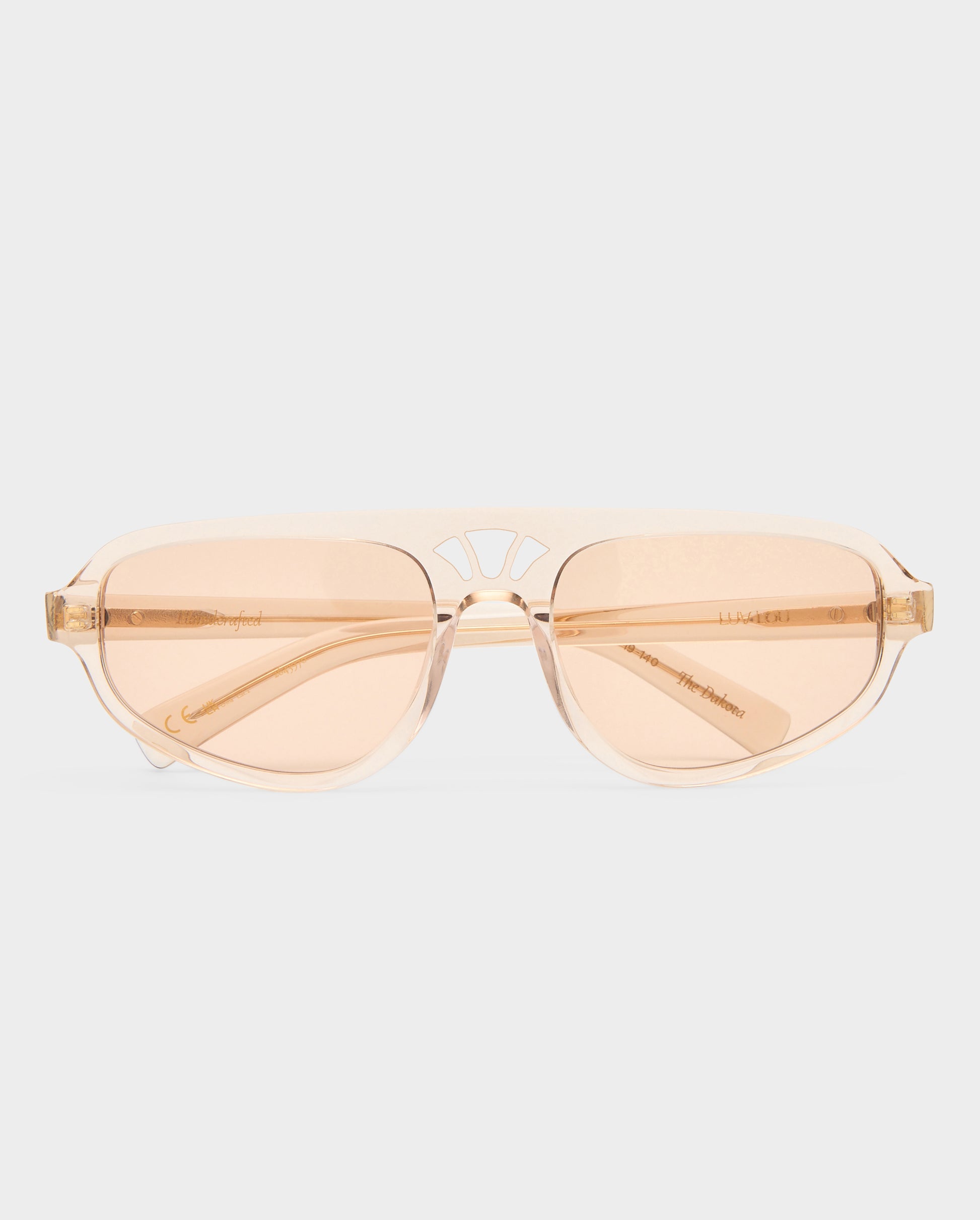 The Dakota Gloss Beige Female Aviator Sunglasses | Luv Lou