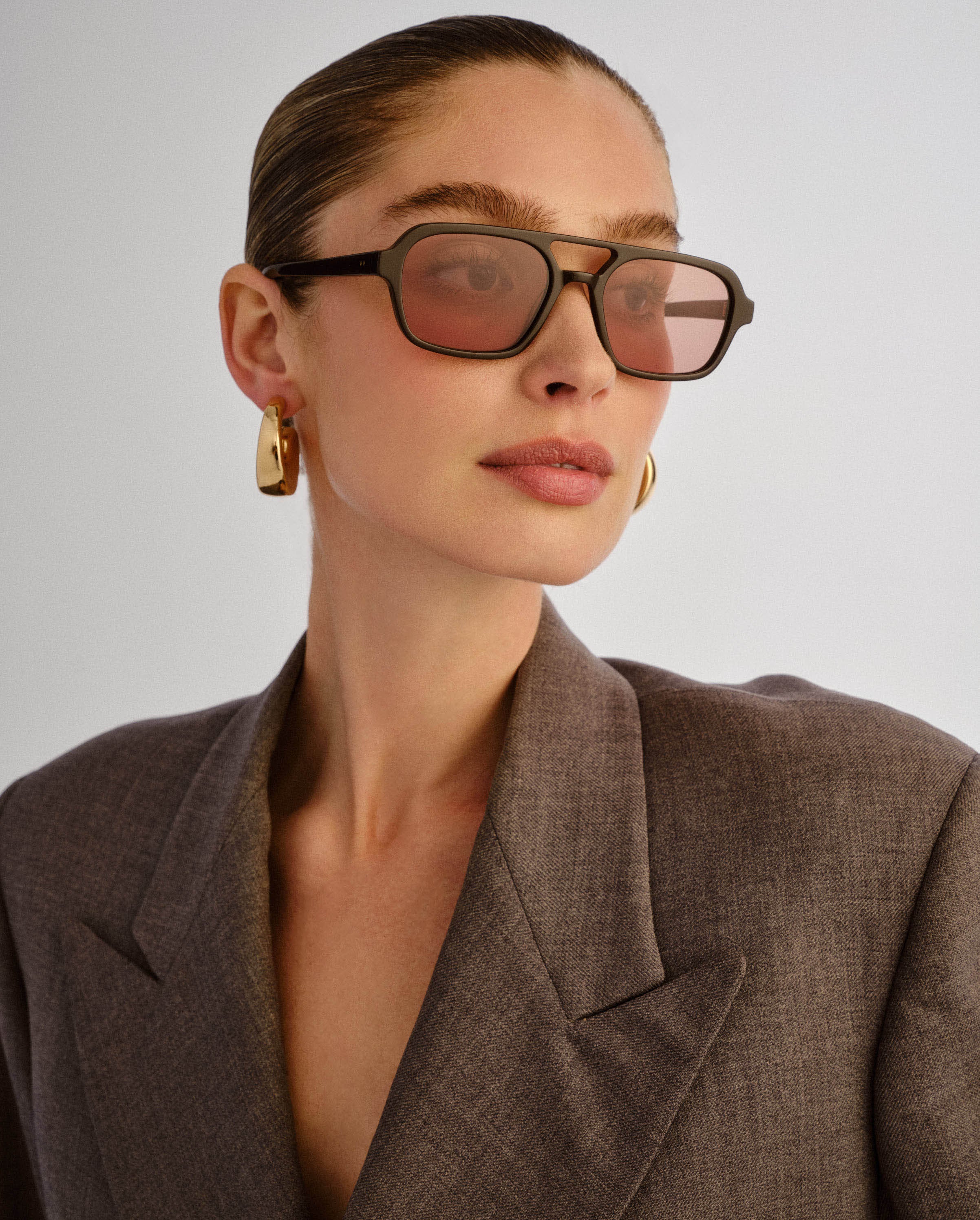 The Dusty Dark Chocolate Female Aviator Sunglasses | Luv Lou