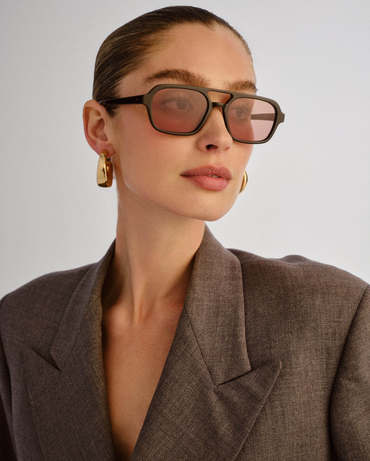 The Dusty Dark Chocolate Female Aviator Sunglasses | Luv Lou