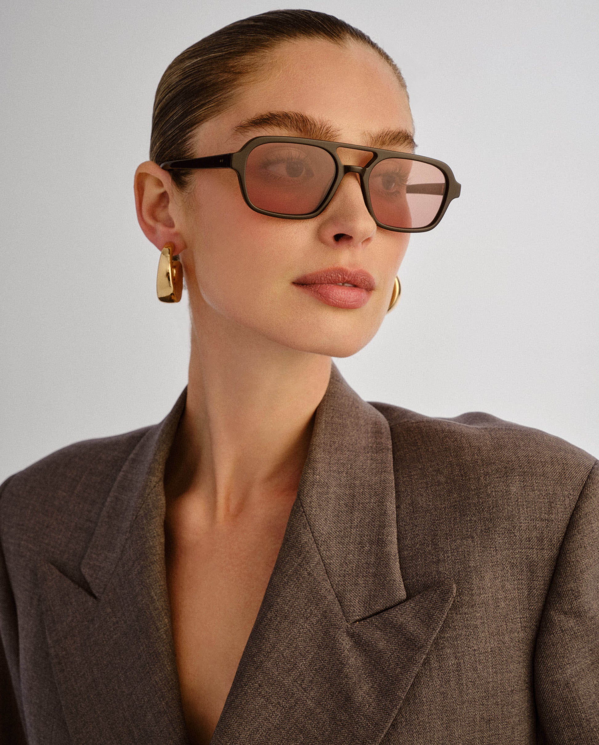 The Dusty Dark Chocolate Female Aviator Sunglasses | Luv Lou