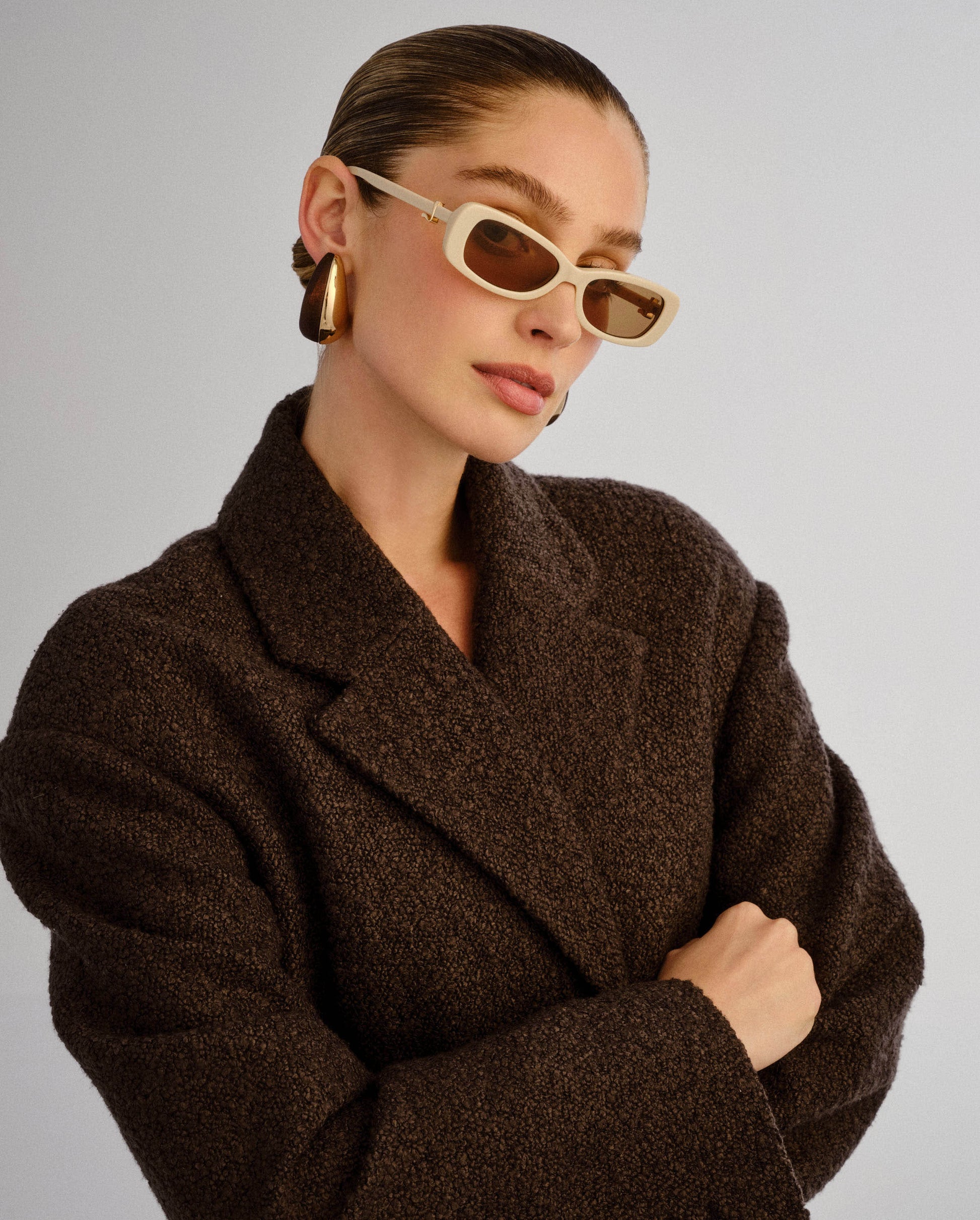 The Bella Beige Female Rectangle Sunglasses | Luv Lou