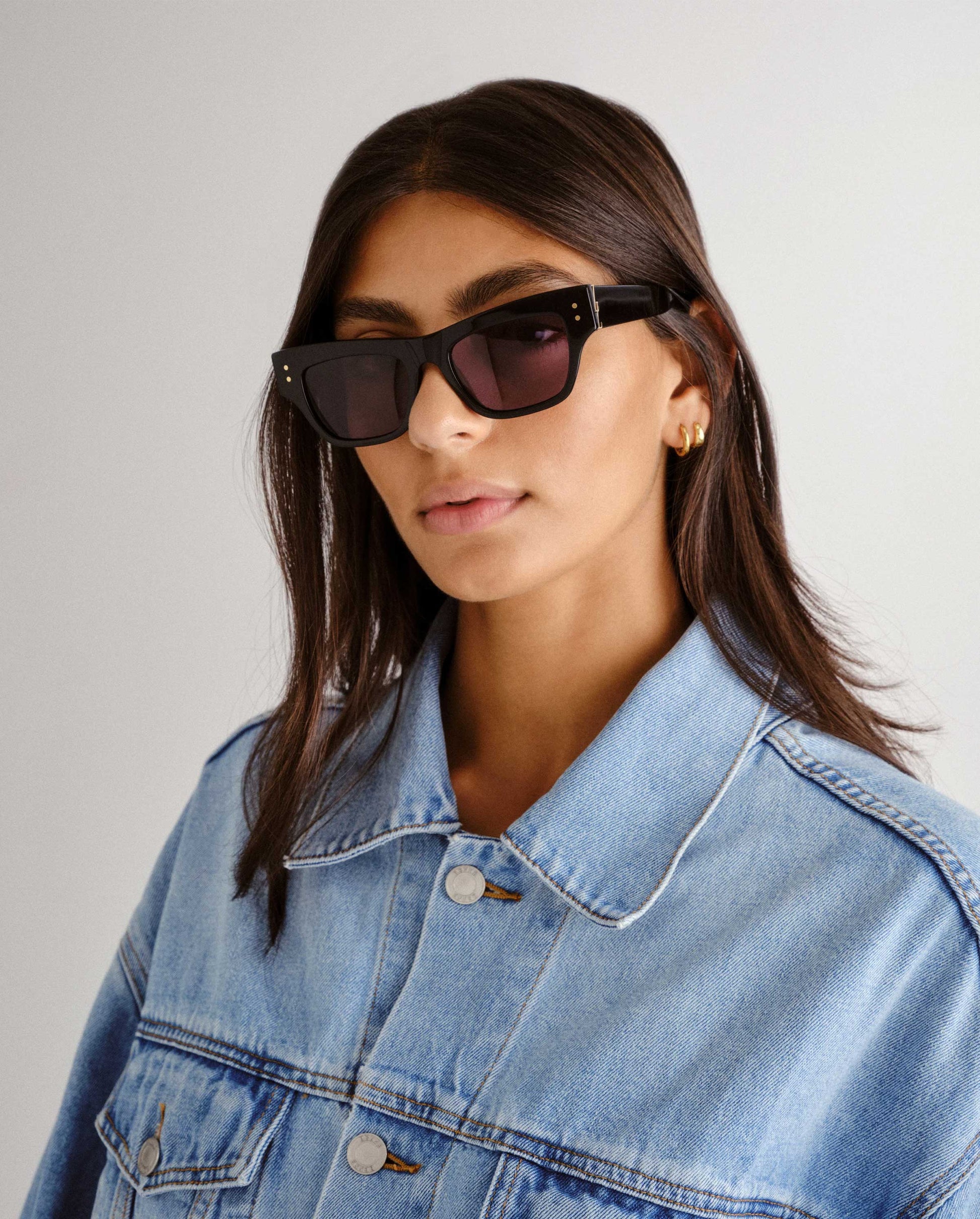 The Addison Black Female Cat-Eye Sunglasses | Luv Lou