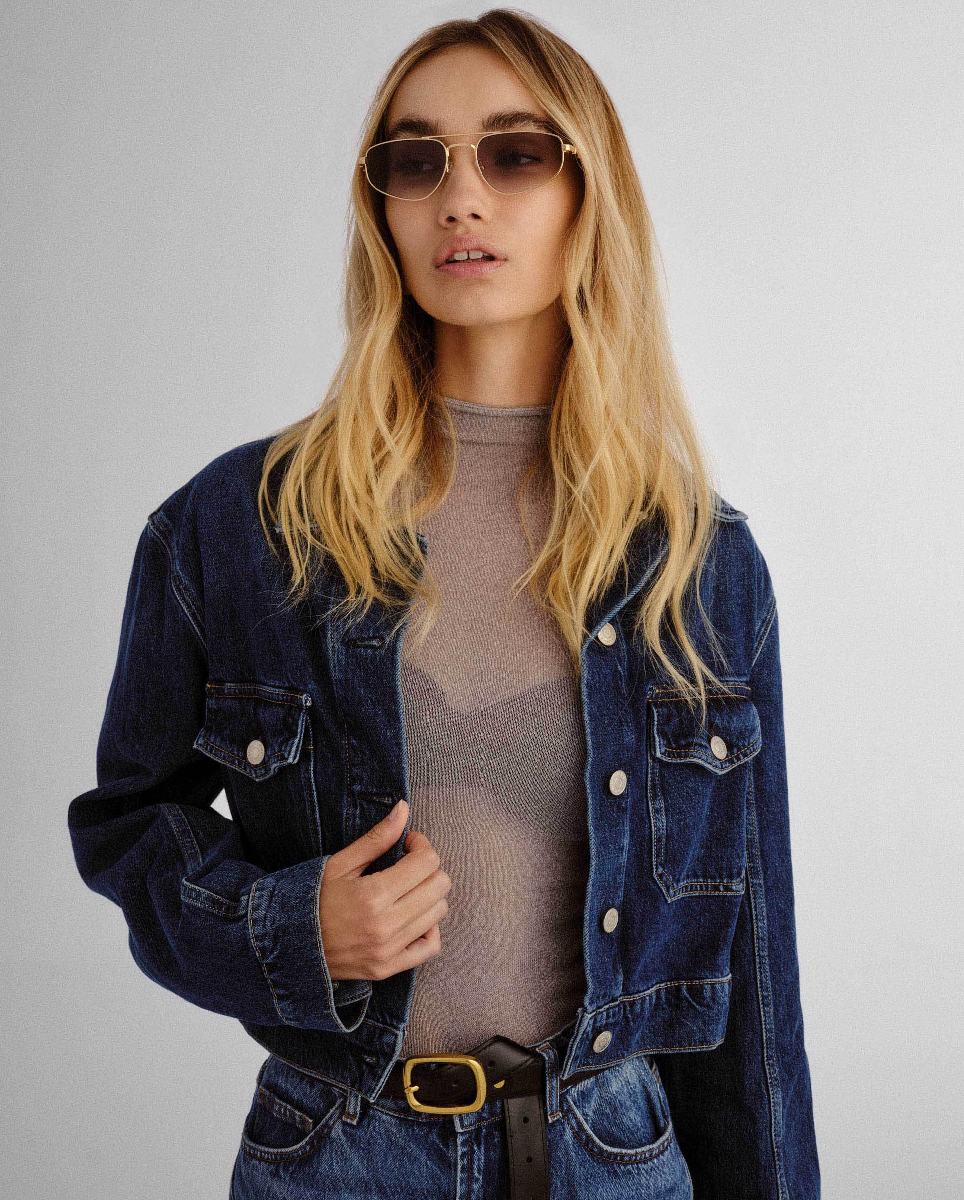 The Harvey Gold Smoke Female Aviator Sunglasses | Luv Lou