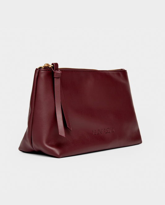 The Evie Medium Beauty Bag Bordeaux Vegan Leather Female Accounts Use Only Accessories | Luv Lou